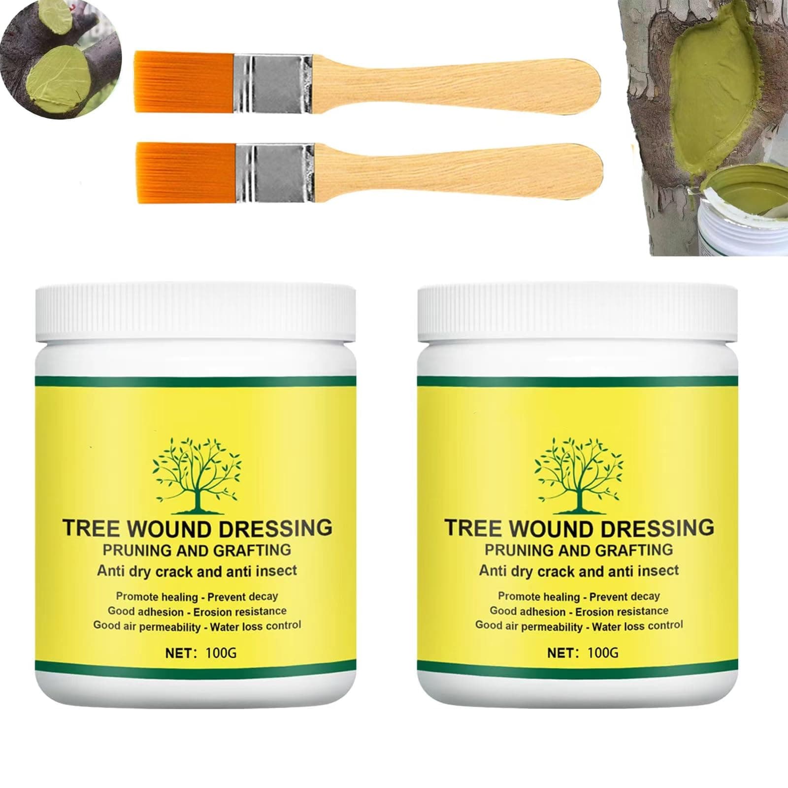 Tree Wound Sealer, Bonsai Cut Paste, Tree Wound Pruning Sealer, Plant Grafting Pruning Bonsai Cut Wound Paste Smear Tree Repair Ointment Agent Repair Tools, Pruning Sealer (2PCS)