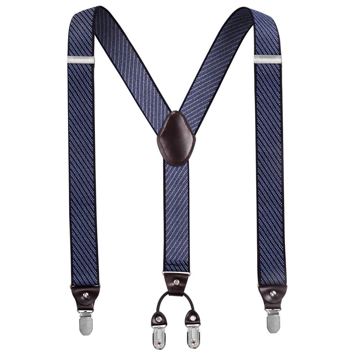 Mens Y-Back Clip Adjustable Elastic Suspenders-Great for both Casual & Formal, Vintage Diagonal Stripe, One Size