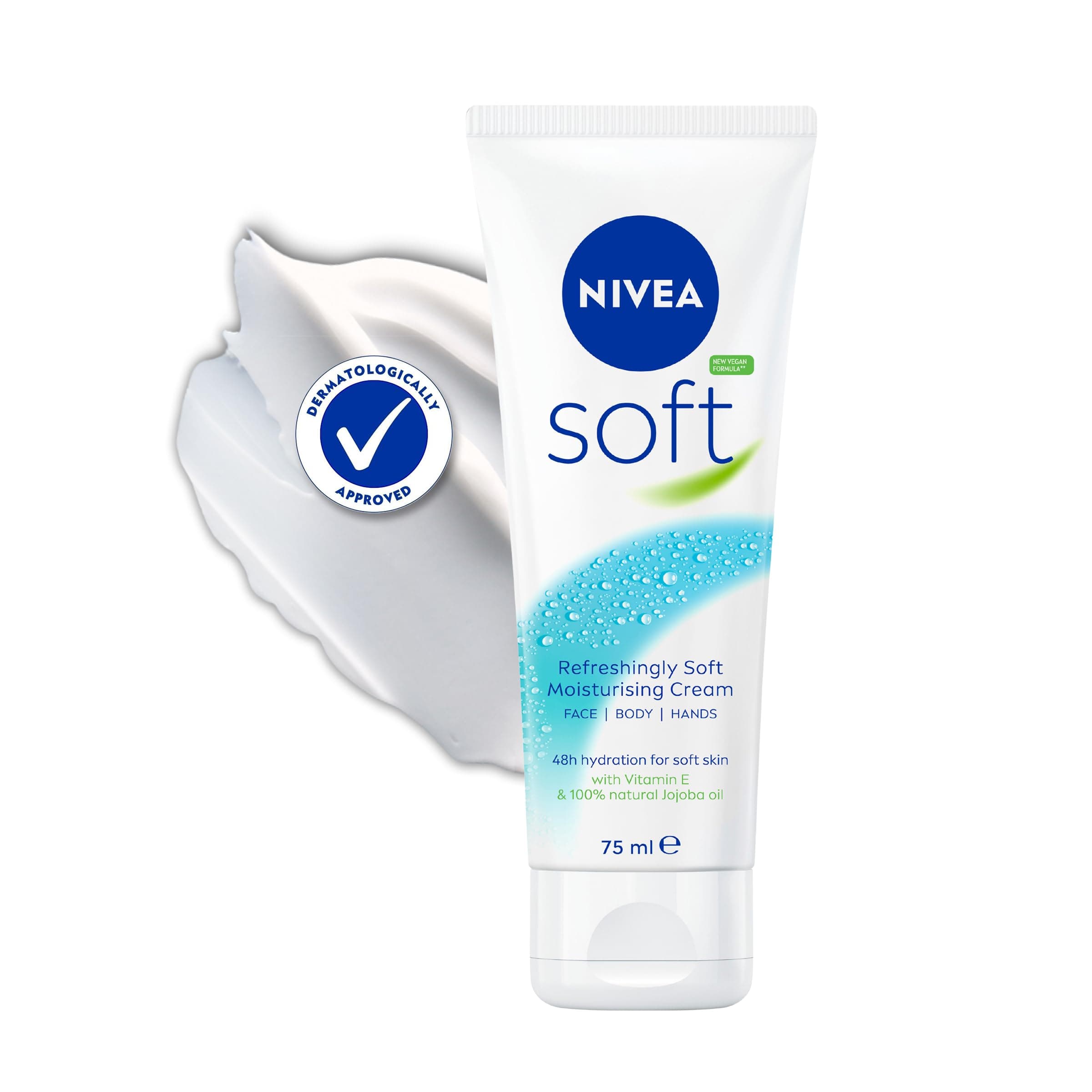 NIVEA Soft All-Purpose Moisturizing Cream (75 mL), Everyday Moisturizer and Hand Cream for Use After Hand Sanitizer or Hand Soap Light and Non-Greasy Formula