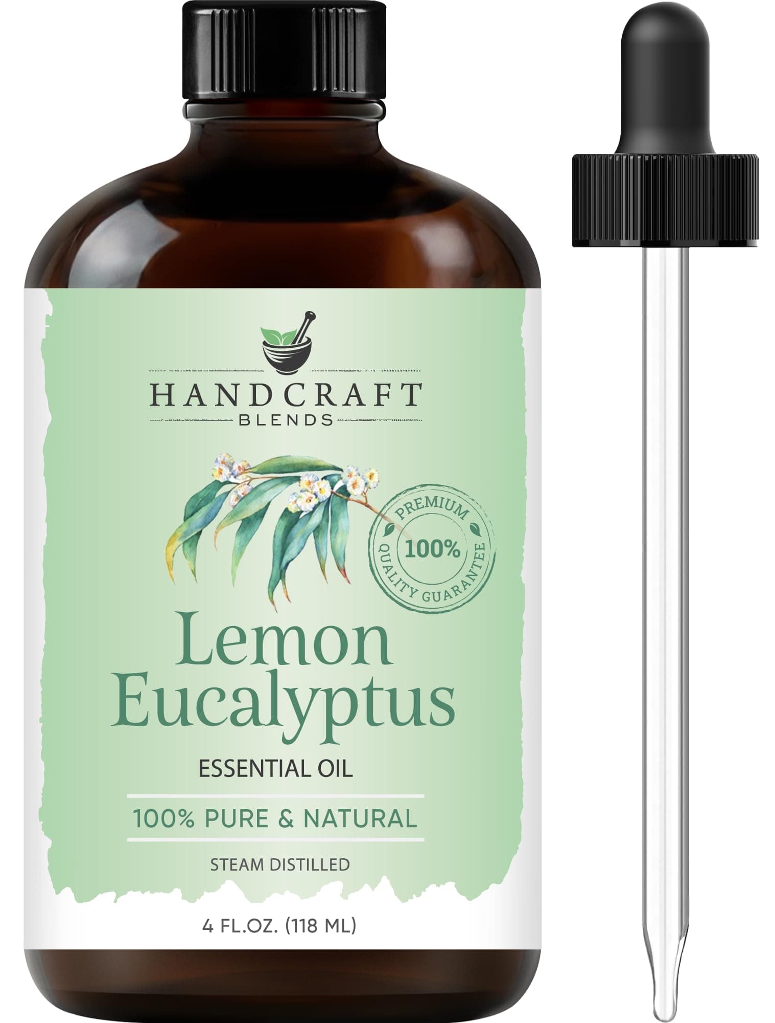 Handcraft Blends Lemon Eucalyptus Essential Oil – Huge 4 Fl Oz – 100% Pure and Natural – Premium Grade Essential Oil for Diffuser and Aromatherapy, Skin, Massage, Candle and Soap Making Fragrance