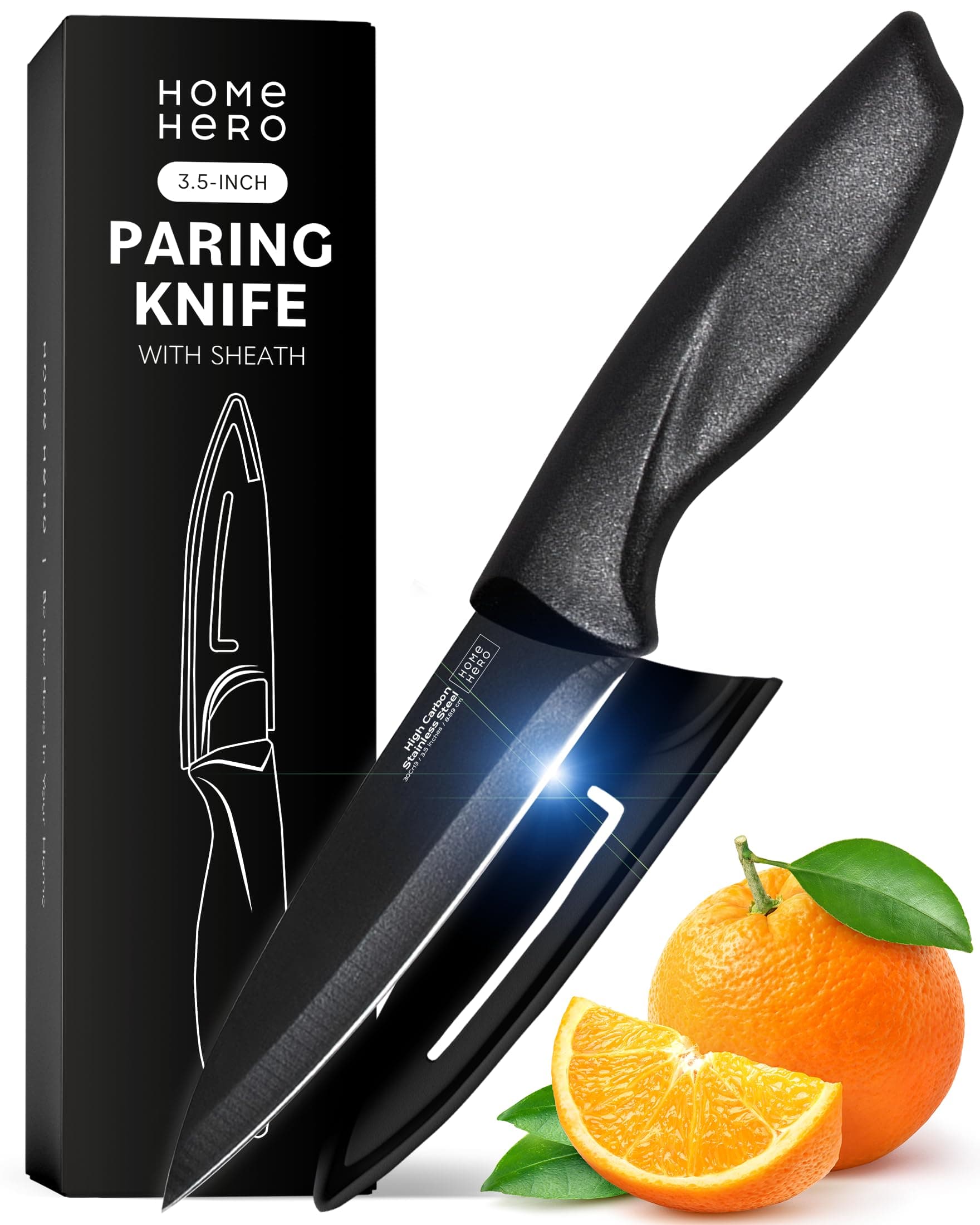 Home Hero 2 Pcs Paring Knife with Sheath - High Carbon Stainless Steel Chopping Knife with Ergonomic Handle - Razor-Sharp Multi-Purpose Kitchen Knife for Chopping Vegetable and Cooking