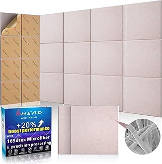 15 pcs 165dtex Microfiber Acoustic Panels ，Self-Adhesive Soundproof Wall Panels, 12 x 12 x 0.4 in Sound Proof Foam Panels for Walls, High Density, Noise Dampening Panels for Home Studio（Camel）
