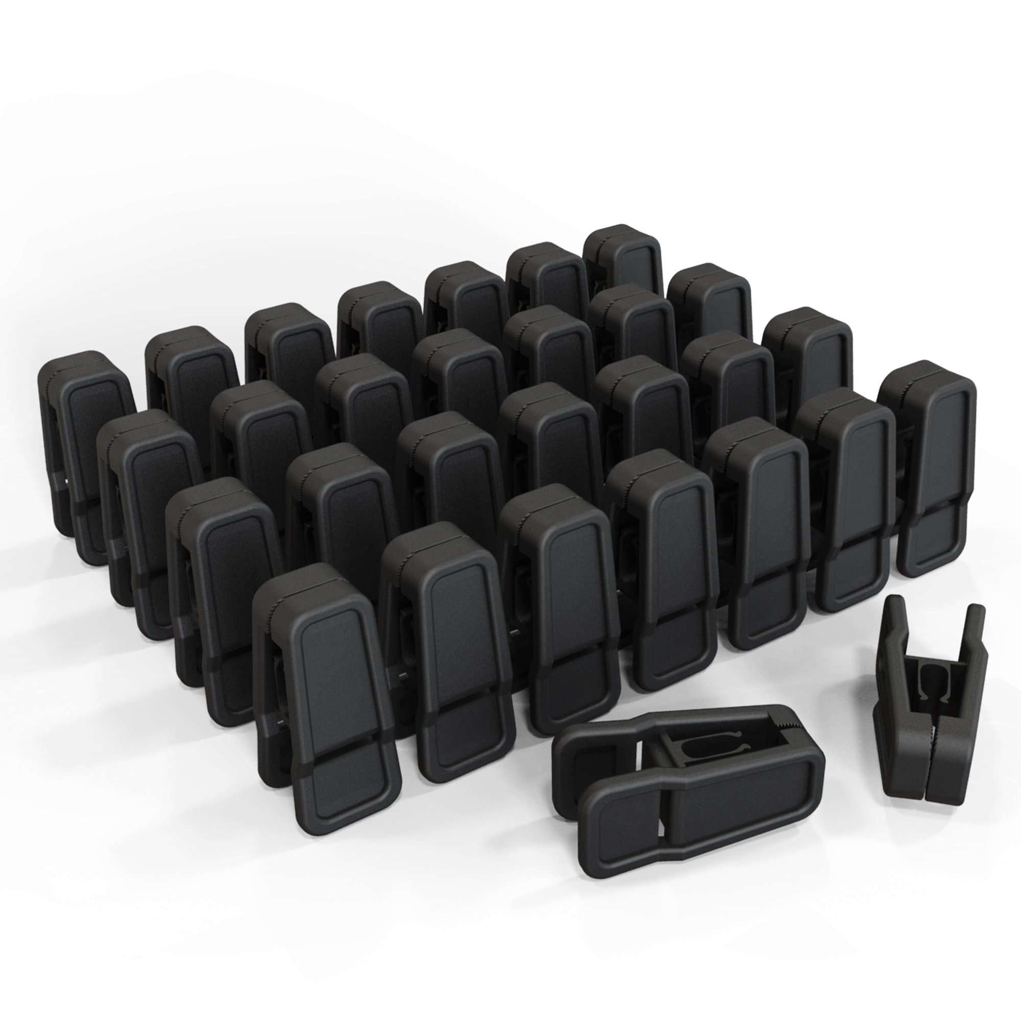 TechZoo (28 Pack) Black Plastic Finger Clips for Hangers, Pants Hanger Clips, Strong Pinch Grip Clips for Use with Slim-line Clothes Hangers, Clips for Velvet Hangers