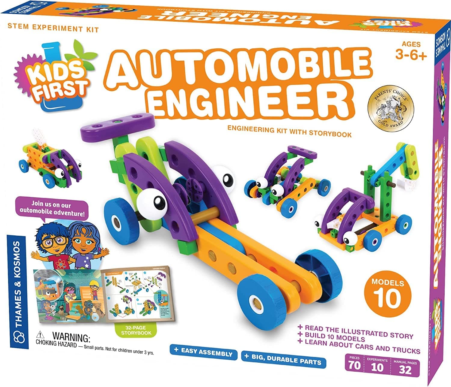 Kids First Automobile Engineer Kit | STEM | 32 Page Full-Color Illustrated Storybook | Ages 3+ | Preschoolers & Kindergartners | Develop Fine Motor Skills | Parents’ Choice Gold Award