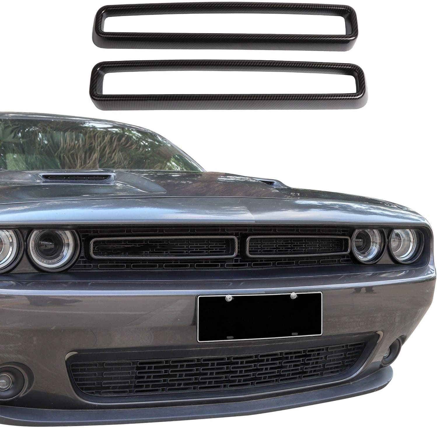 Voodonala for Challenger ABS Carbon Fiber Front Grille Inserts for 2015-2022 Dodge Challenger Accessories, 2pcs
