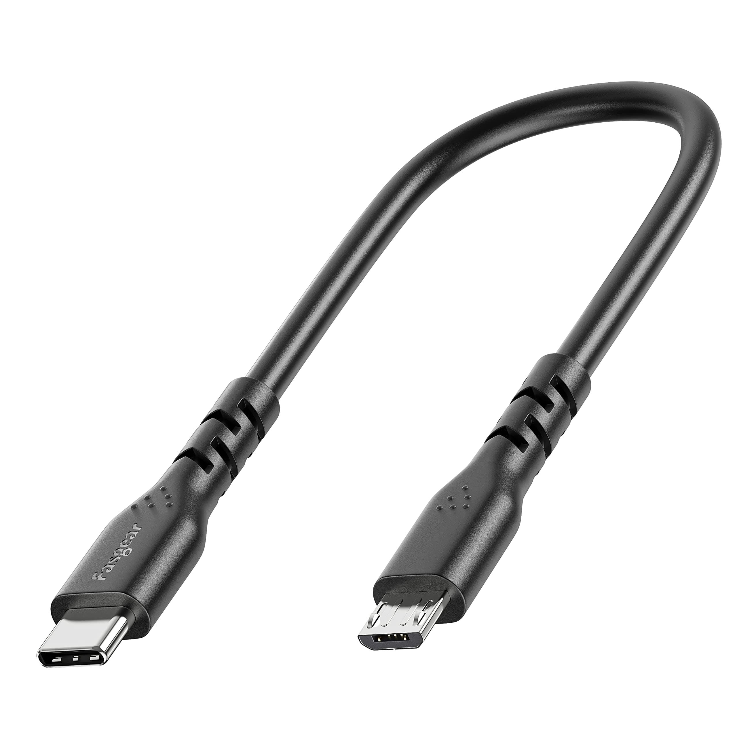 Fasgear Short USB C to Micro USB Cable 1ft/30cm - 1 Pack USB 2.0 Type C to Micro USB Cable Support Data Sync & Charging Compatible with MacBook Pro|PS4/X-box Controller|Android Phone OTG Device