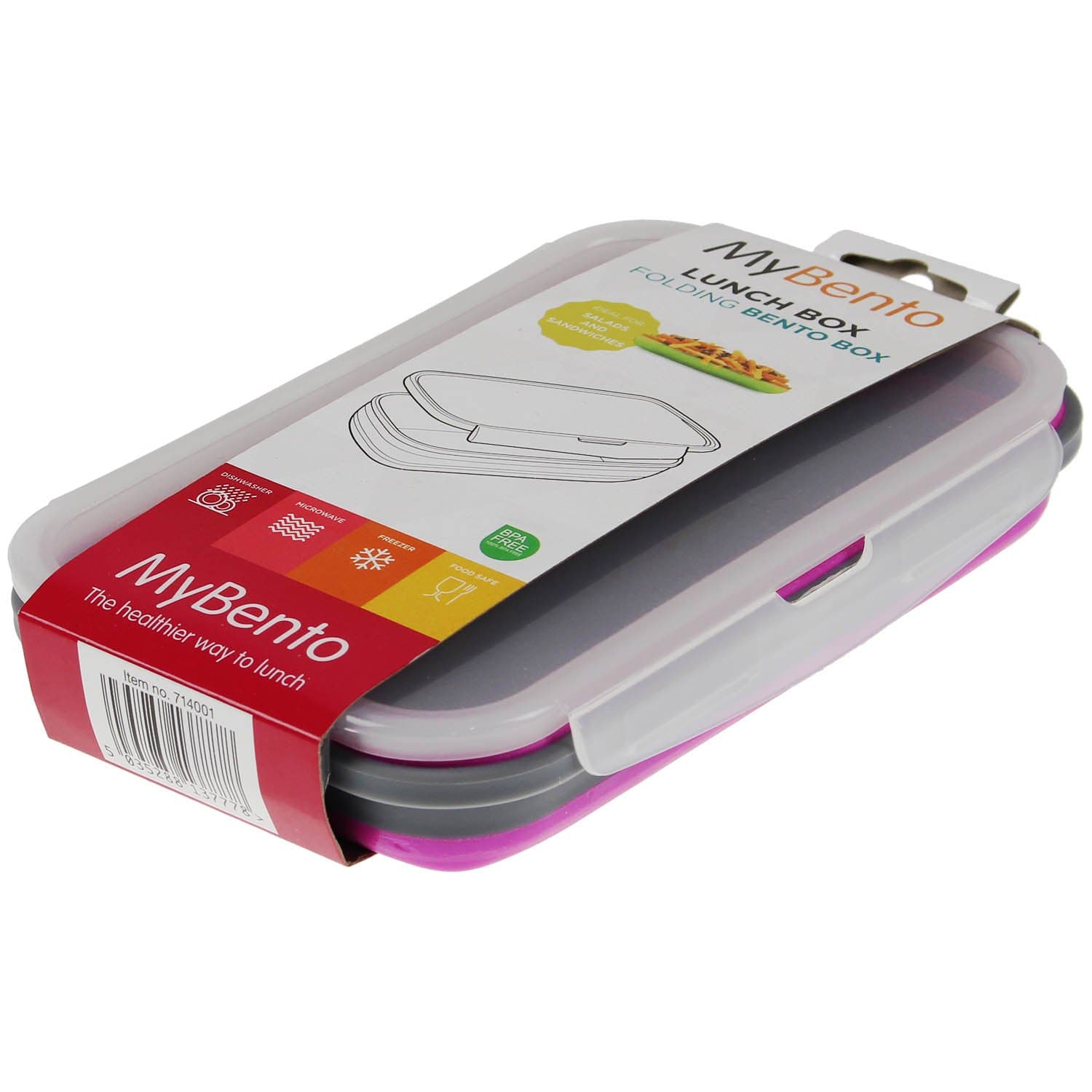 PMS MYBENTO FOLDING LUNCH BOX IN PRINTED BOX. 3 ASST COLS