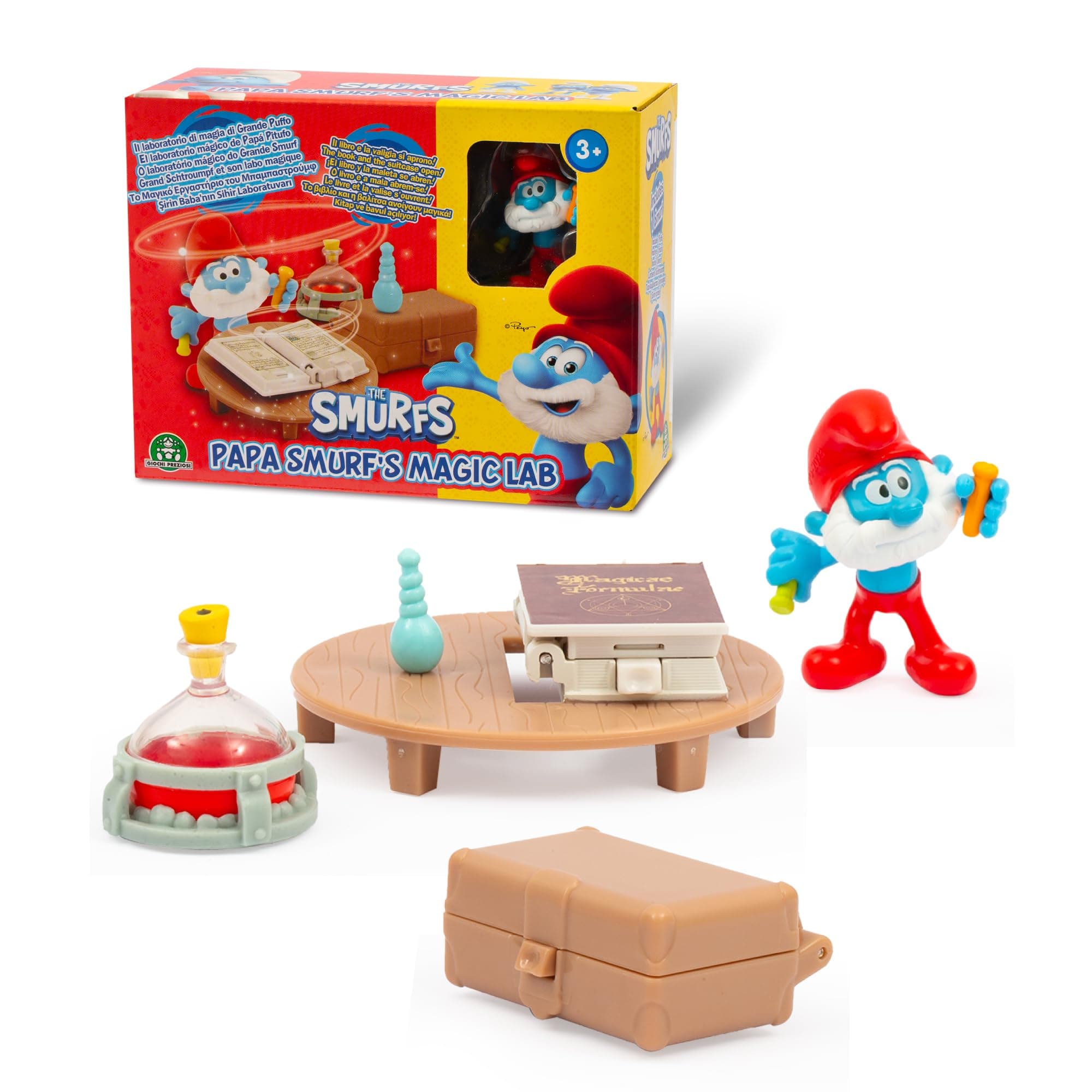 THE SMURFS, Papa Smurfs Magic Lab, Includes Exclusive 5.5cm Smurf Figure, Features Opening Suitcase and Book, Fun and Safe for Ages 3+