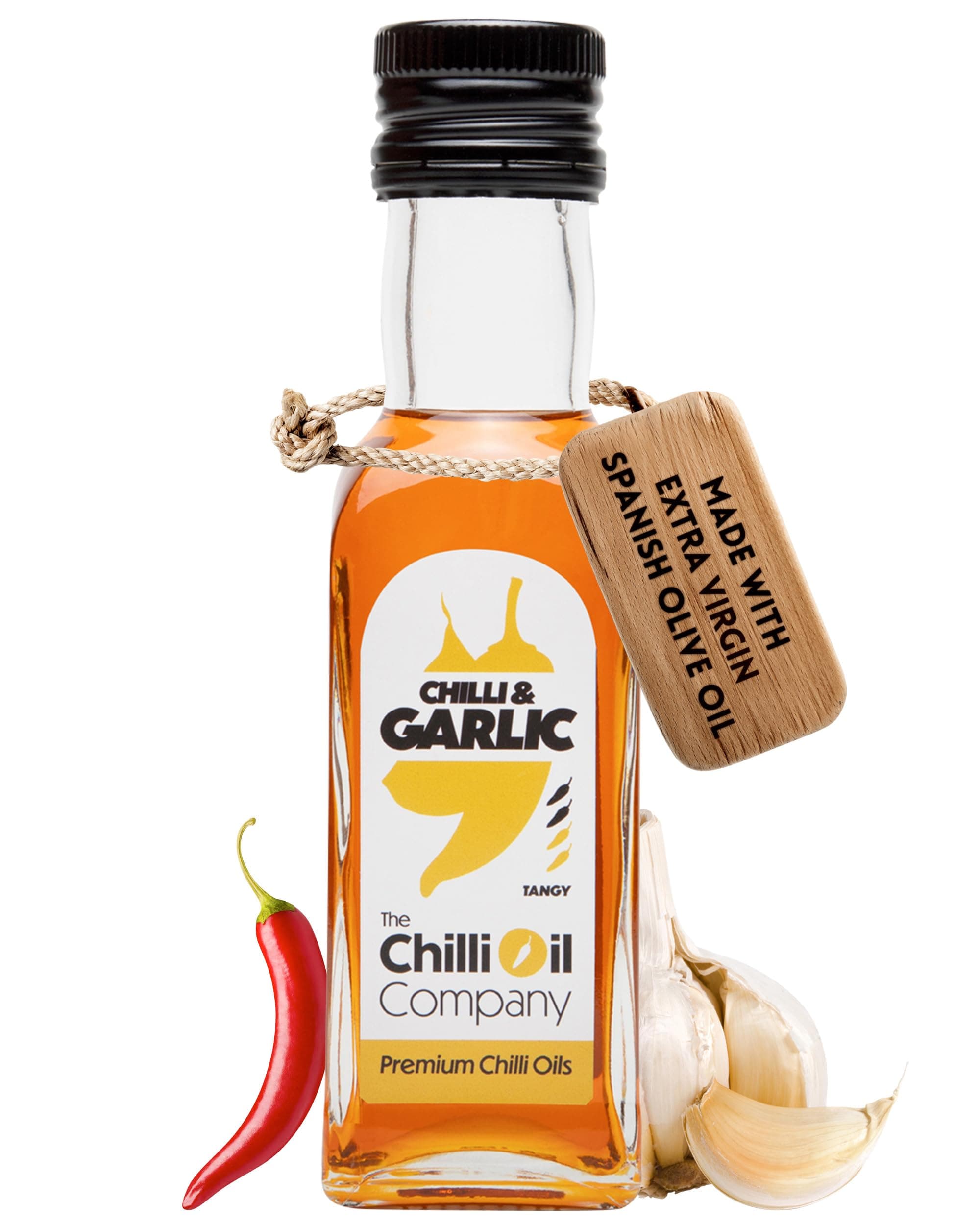 Chilli with Garlic, 125ml - Medium Hot Sauce with Spanish Extra Virgin Olive Oil - No Additives Spice for Pizza, Chicken, Pasta & More by The Chilli Oil Company
