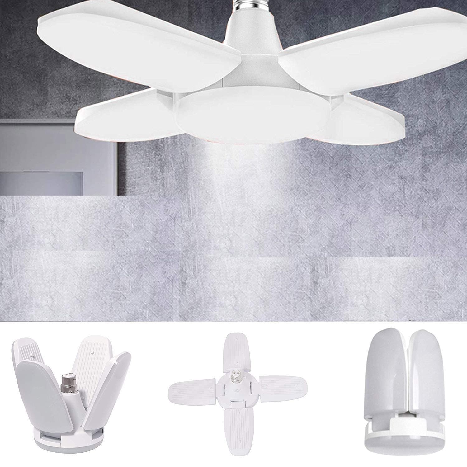 Gesto abs Plastic B22 Ultra High Bright Portable Fan Shape with 5 Led Swings 28W Led Bulb CFL Upto 85% Energy Saving Adjustable Home,Commercial,Ceiling Light,Cool White Light-Pack of 1