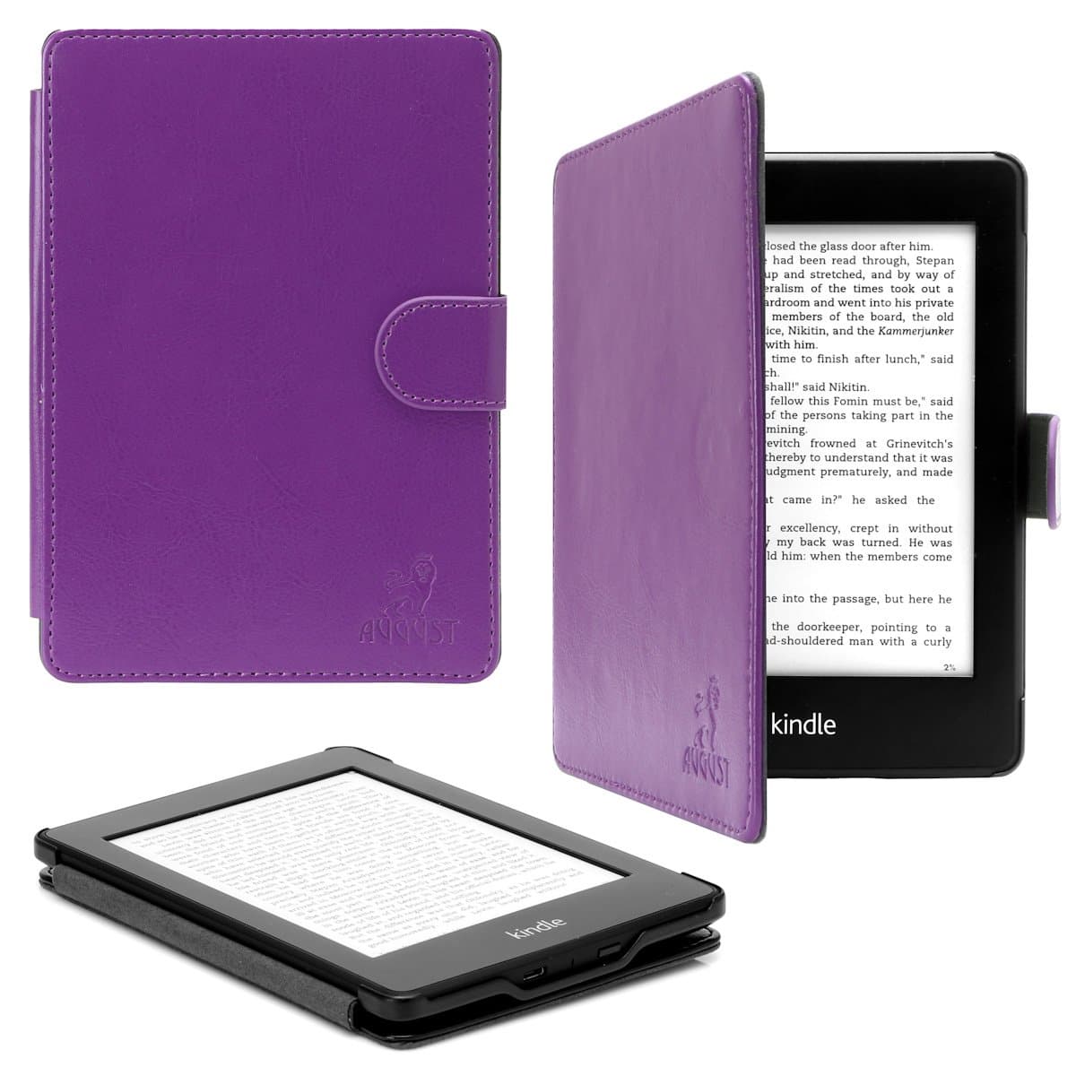 Leather Hard Case Cover for the Amazon Kindle Paperwhite By August Lion - PURPLE