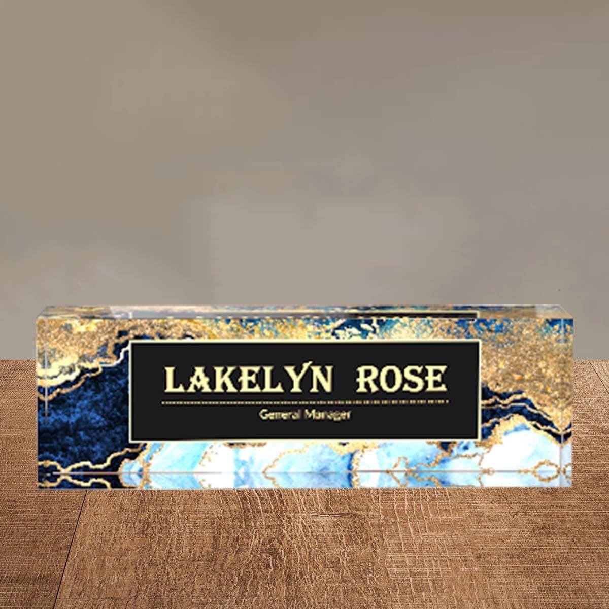 MXZLBY Name Plate for Desk, Custom Art Desk Name Plate, Personalized on Clear Acrylic Glass, Office Desk Decoration and Personalized Office Gifts (Gilded)