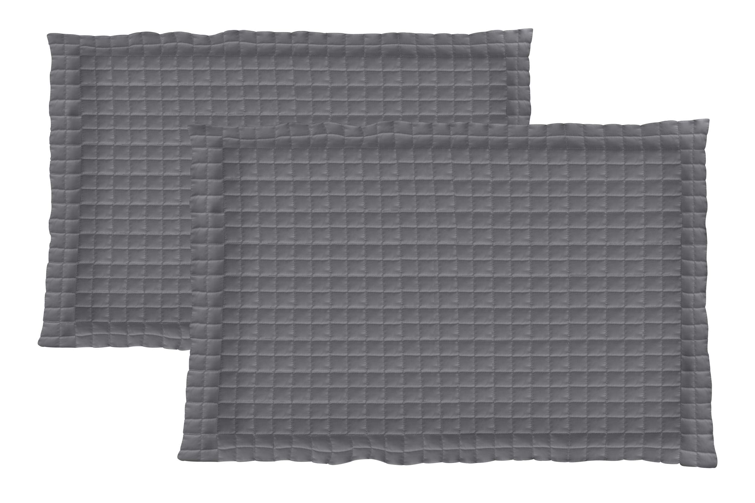 Quilted 1800 Thread Count Microfiber Pillow Shams | Set of 2 | Queen/Gray