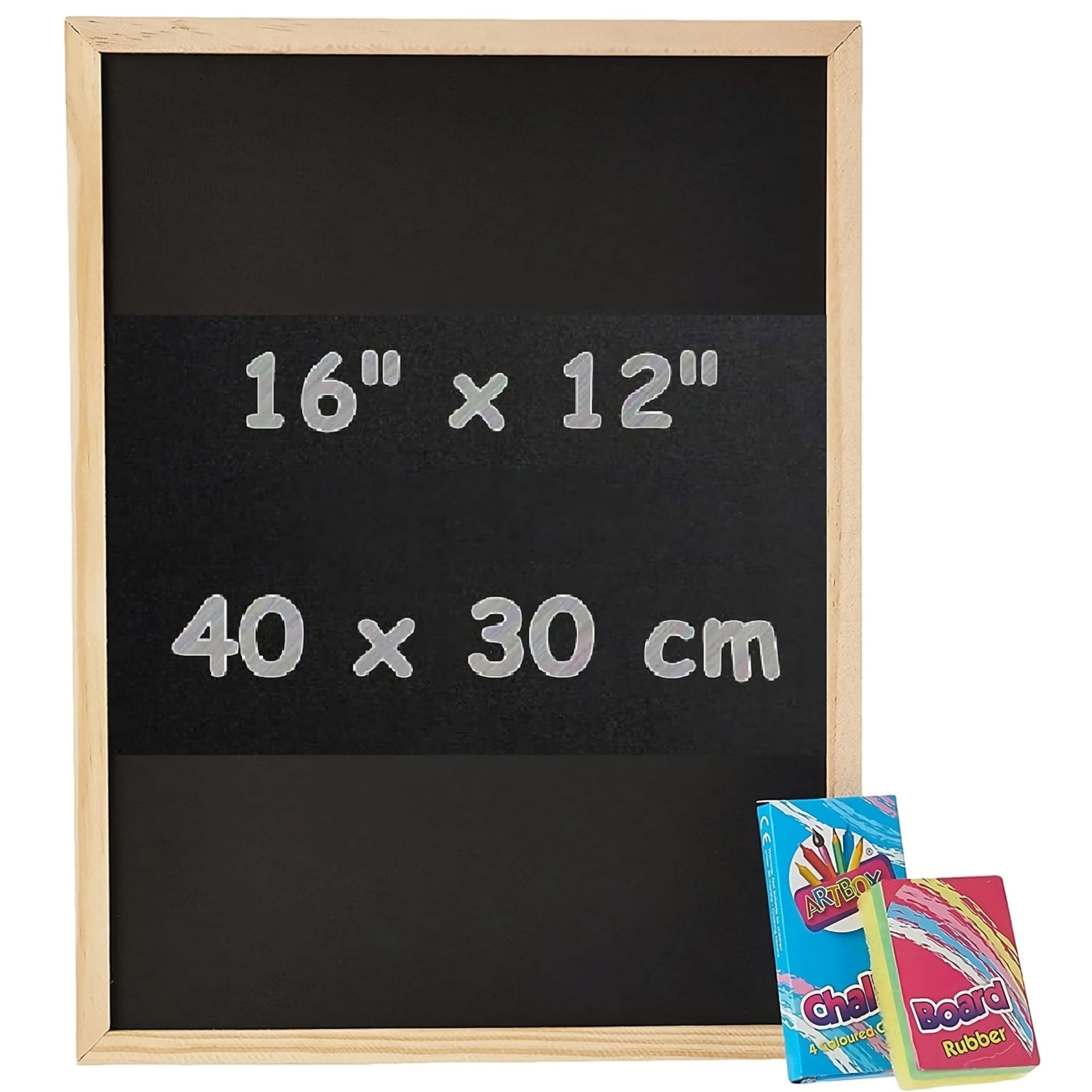 Classic Chalkboard Set Wooden Framed (30x40cm) Mini Blackboard Smooth Surface Easy to Use, Reusable, Includes Chalk and Eraser Perfect for Kids Creativity, Schools, Signs And Menus - 1 Count