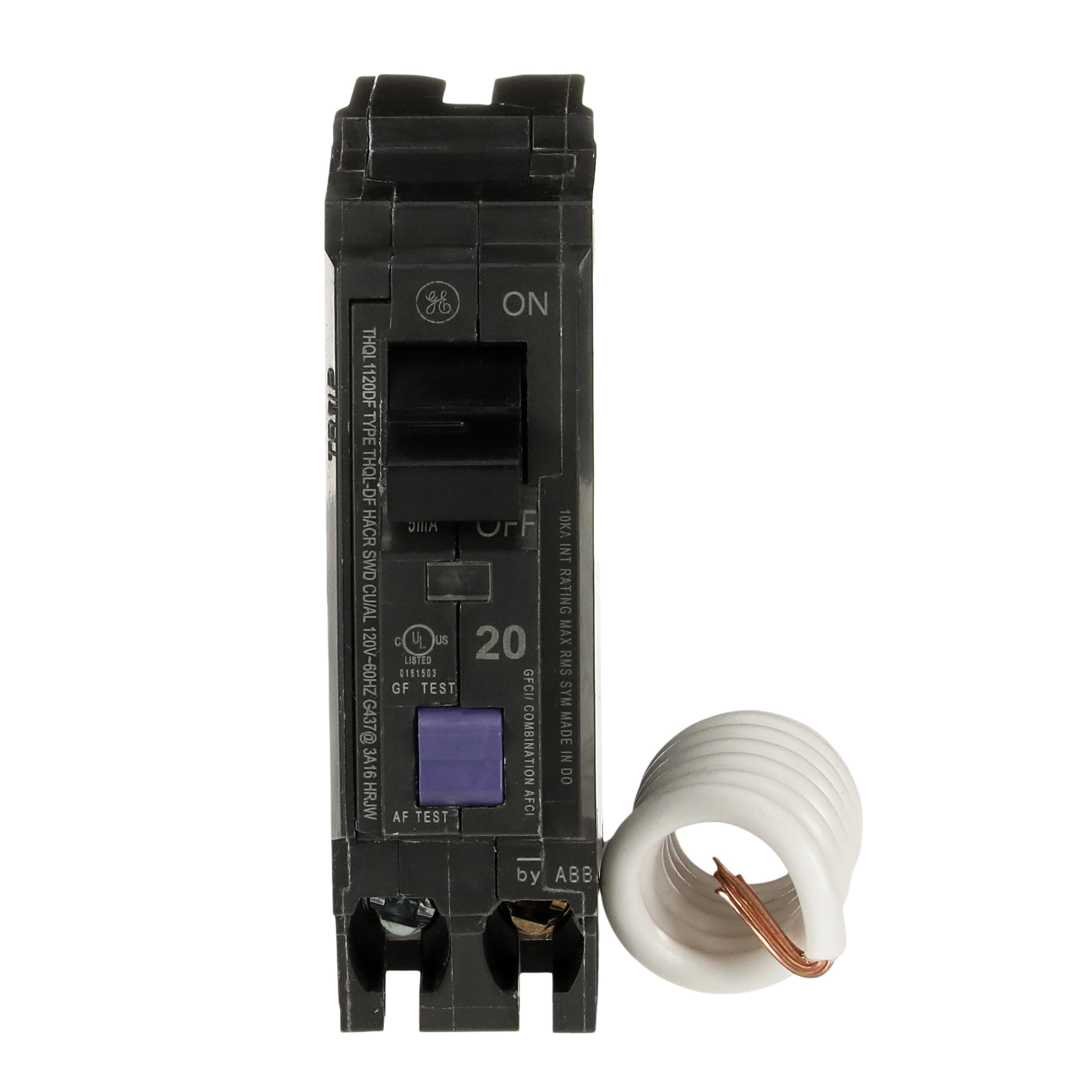 Q-Line® THQL1120DFP 20A Dual Function AFCI/GFCI Circuit Breaker • 20 Amp Single Pole 120 VAC Breaker • Arc Fault Circuit Interrupter & Ground Fault Circuit Interrupter • Plug-in Mount Type