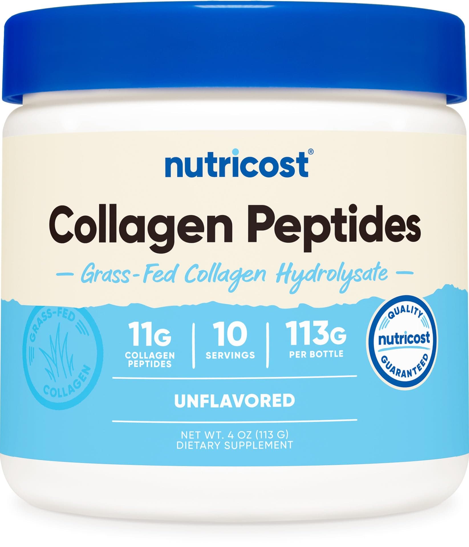 Collagen Peptides Powder 4 oz (Unflavored) Type I, Type III Collagen - Grass-Fed, Gluten Free and Non-GMO