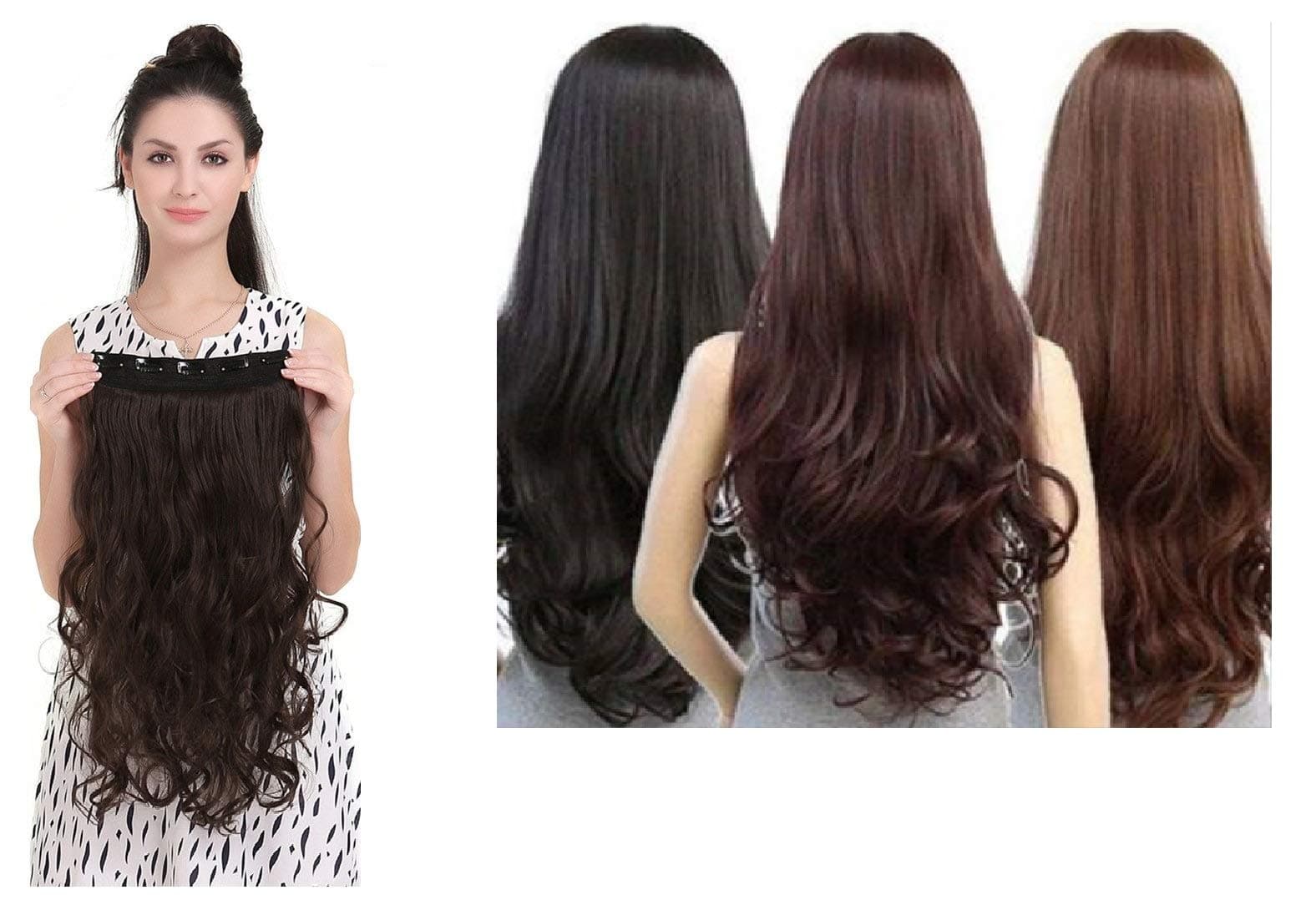 Artifice Super Volume 200g 26" 5 Clip Based Curly/Wavy Synthetic Fibre Hair Extension (Dark Brown)