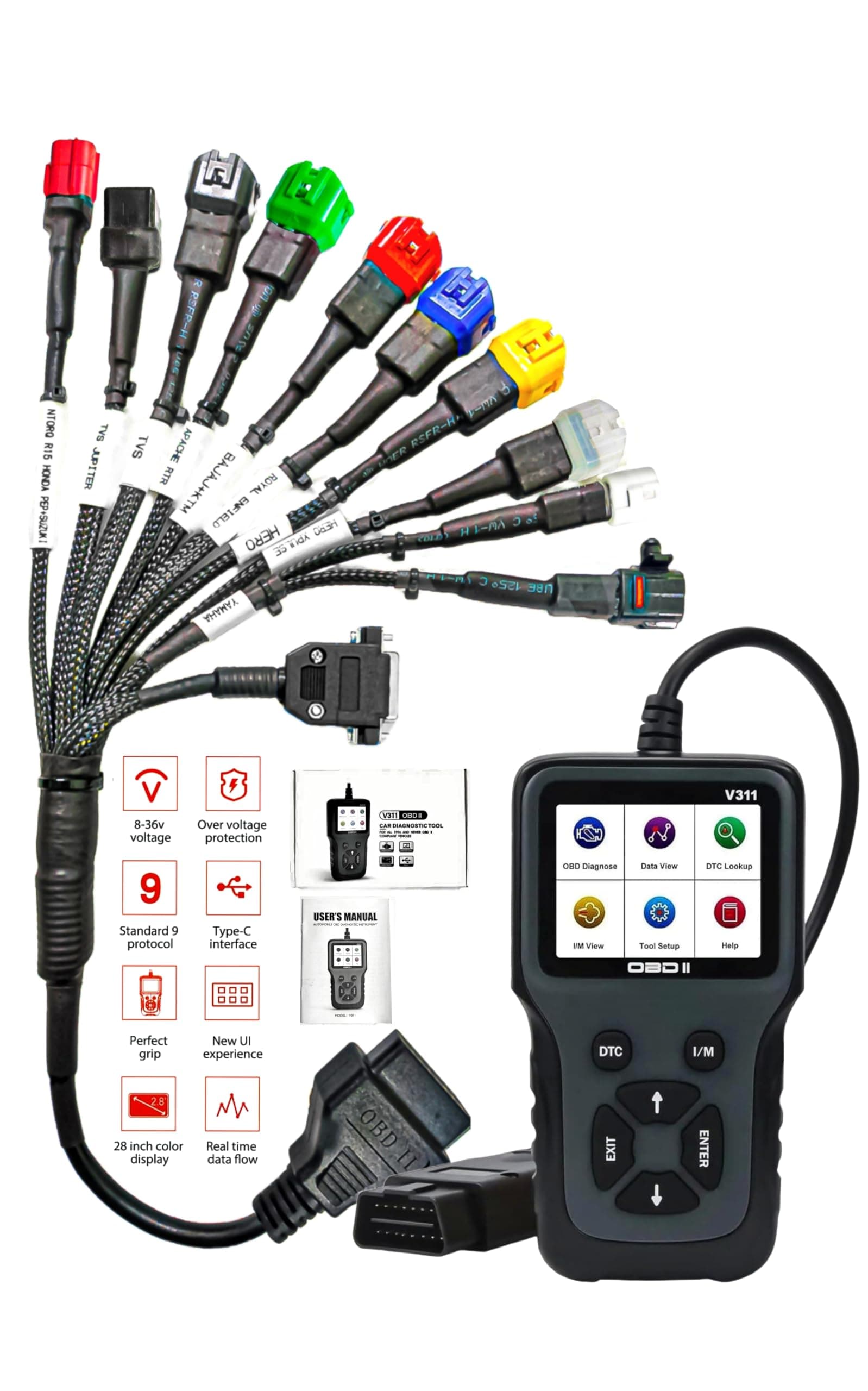 DANLITE TOOLS TECHNICIAN V311 OBD -II Scanner With BS6 Bike 11 Coplar Cable