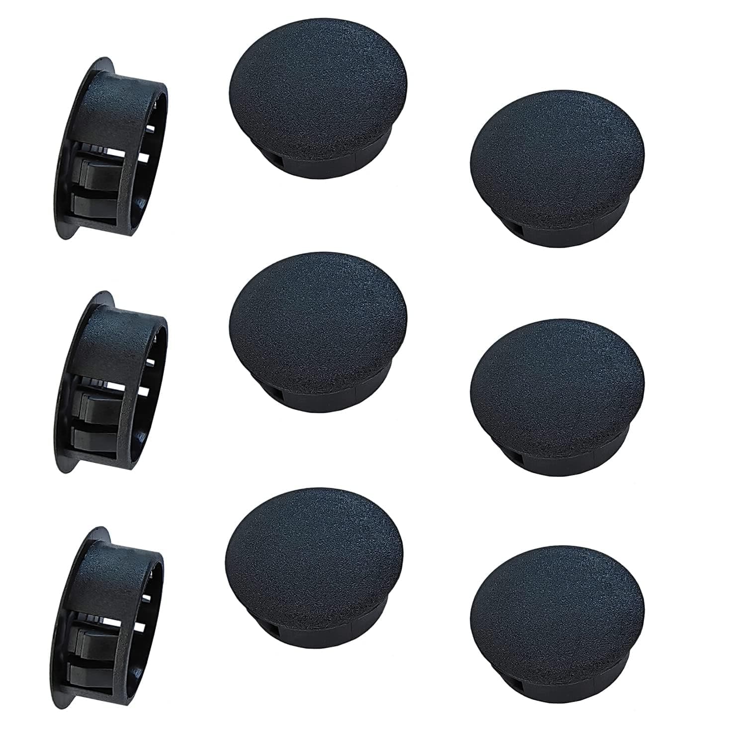 Qrity 10 Pcs Plastic Hole Plugs, 35mm Round Button Plugs, Snap on Type Screw Cap, Furniture Hole Plugs, Drilling Cover Caps Screw Hole Plugs Black for Cabinet Desk Table Chair Cupboard Wardrobe