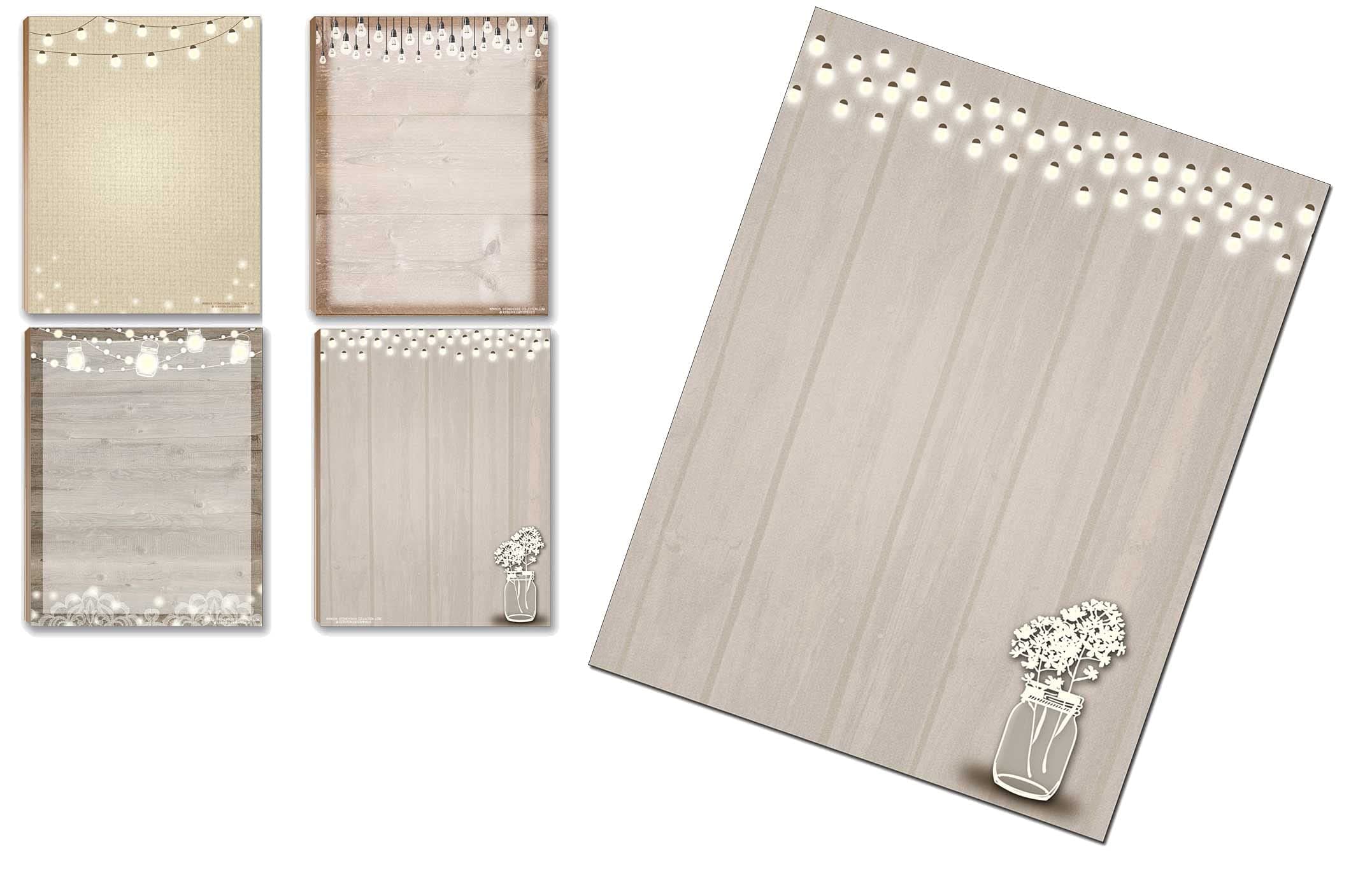 Stonehouse Collection Rustic Notepads and Stationery - 4 Assorted Notepads and 60 Sheets of 8.5x11 Letterhead Sheets