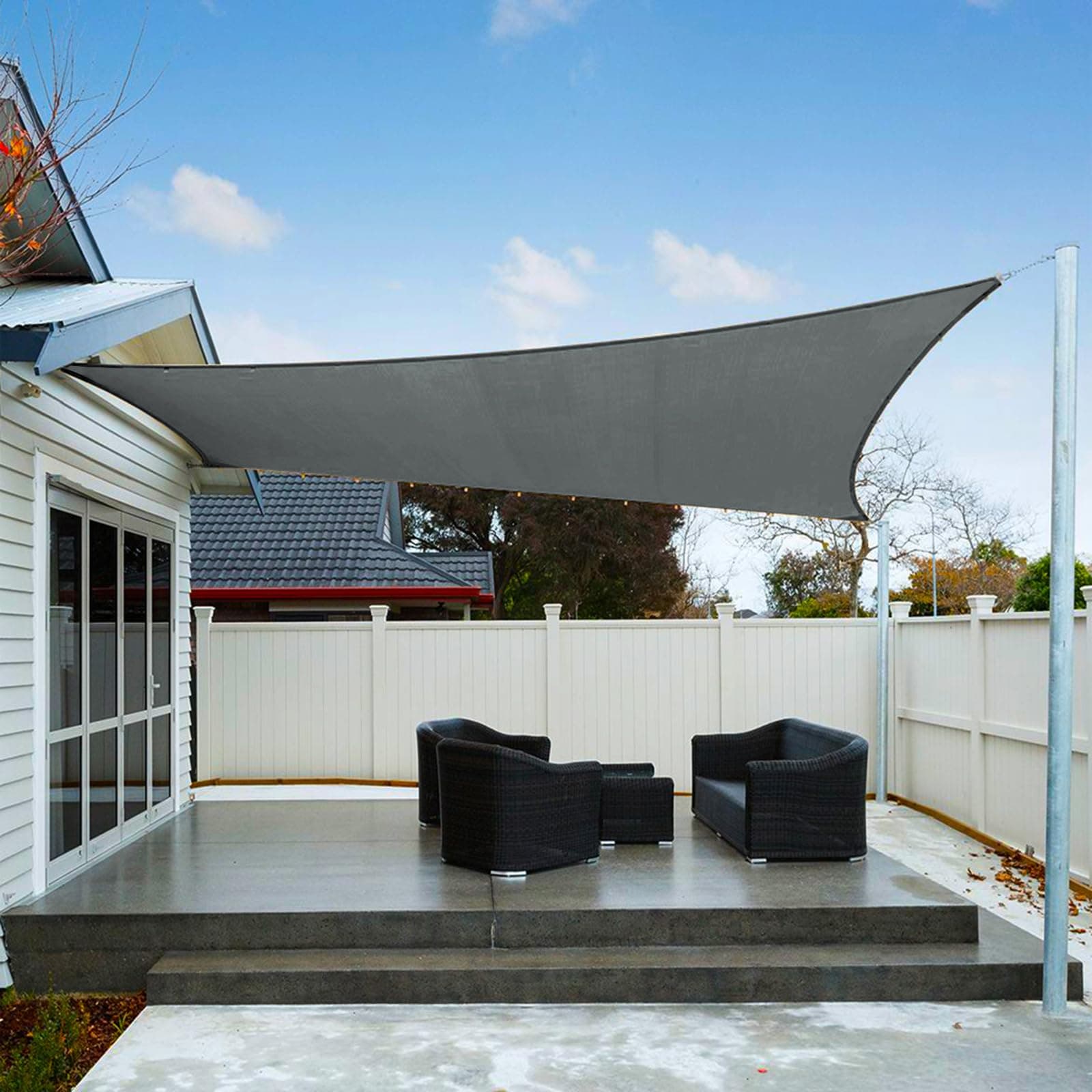 AXT SHADE Sun Shade Sail Waterproof 2x3m Rectangle UV Block Canopy Awning for Patio Outdoor Garden Backyard -Anthracite