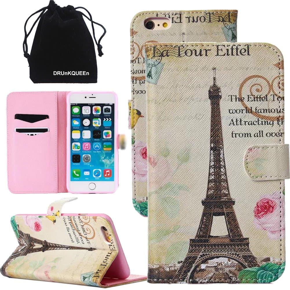 DRUnKQUEEn For iPhone 6 (4.7") Textured Color Printing PU Leather Wallet Case Cover with Card Slots Cash Compartment