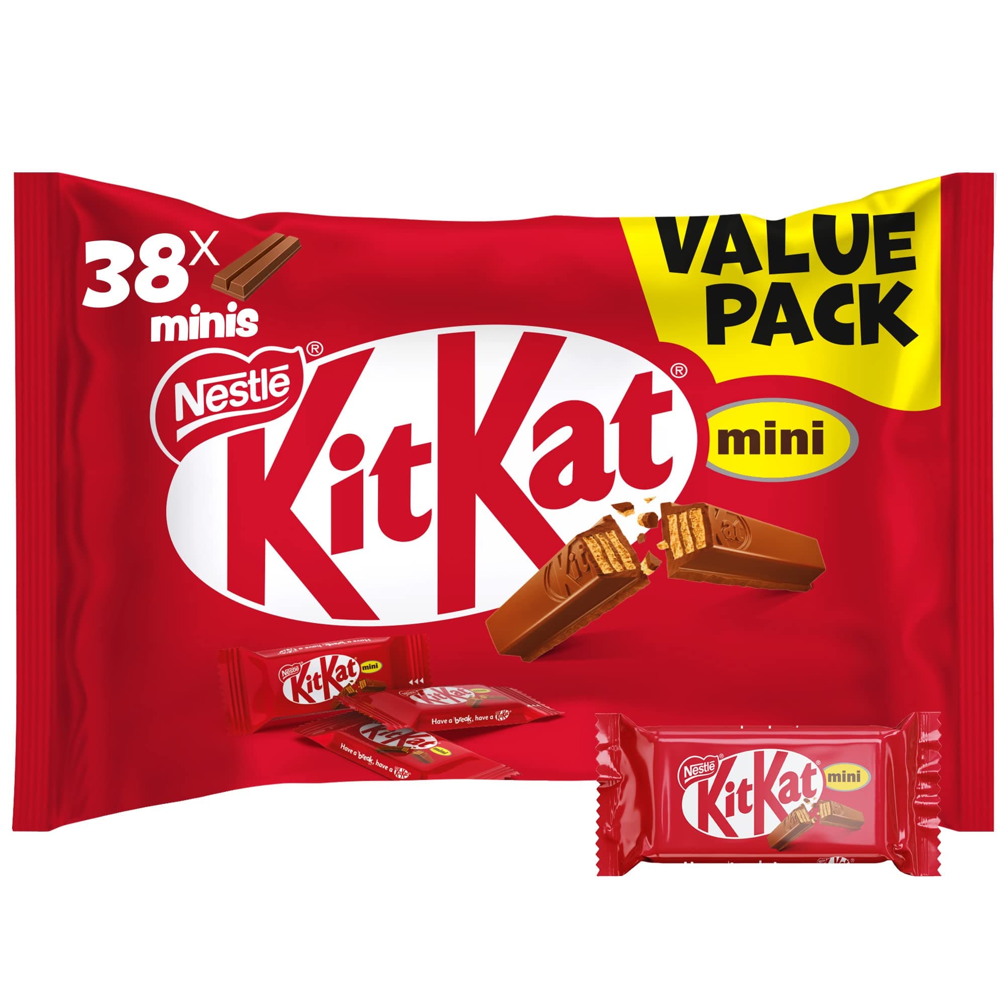 KitKat Nestle 2 Finger Mini Chocolate Value Pack 500g, Pack of 38