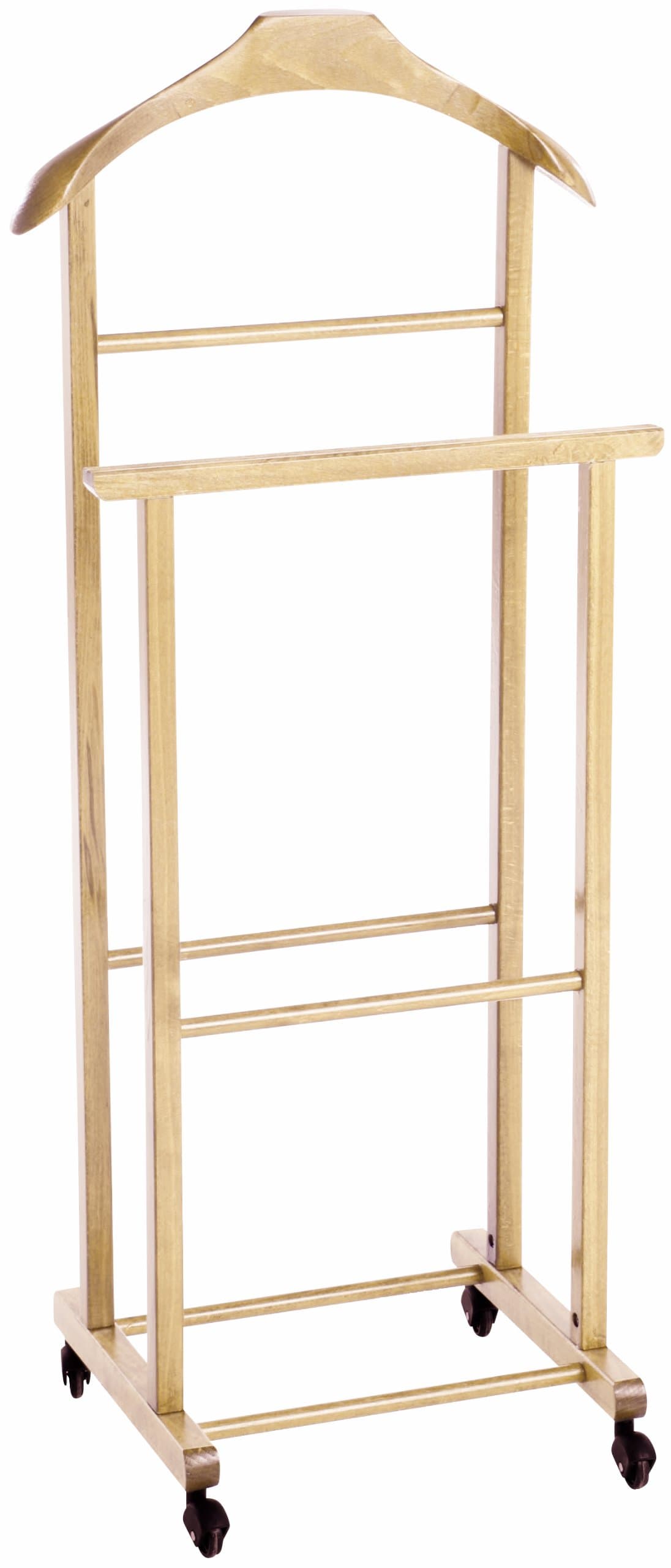 Valsecchi Double Valet with Wheels, Wood, Natural, One Size