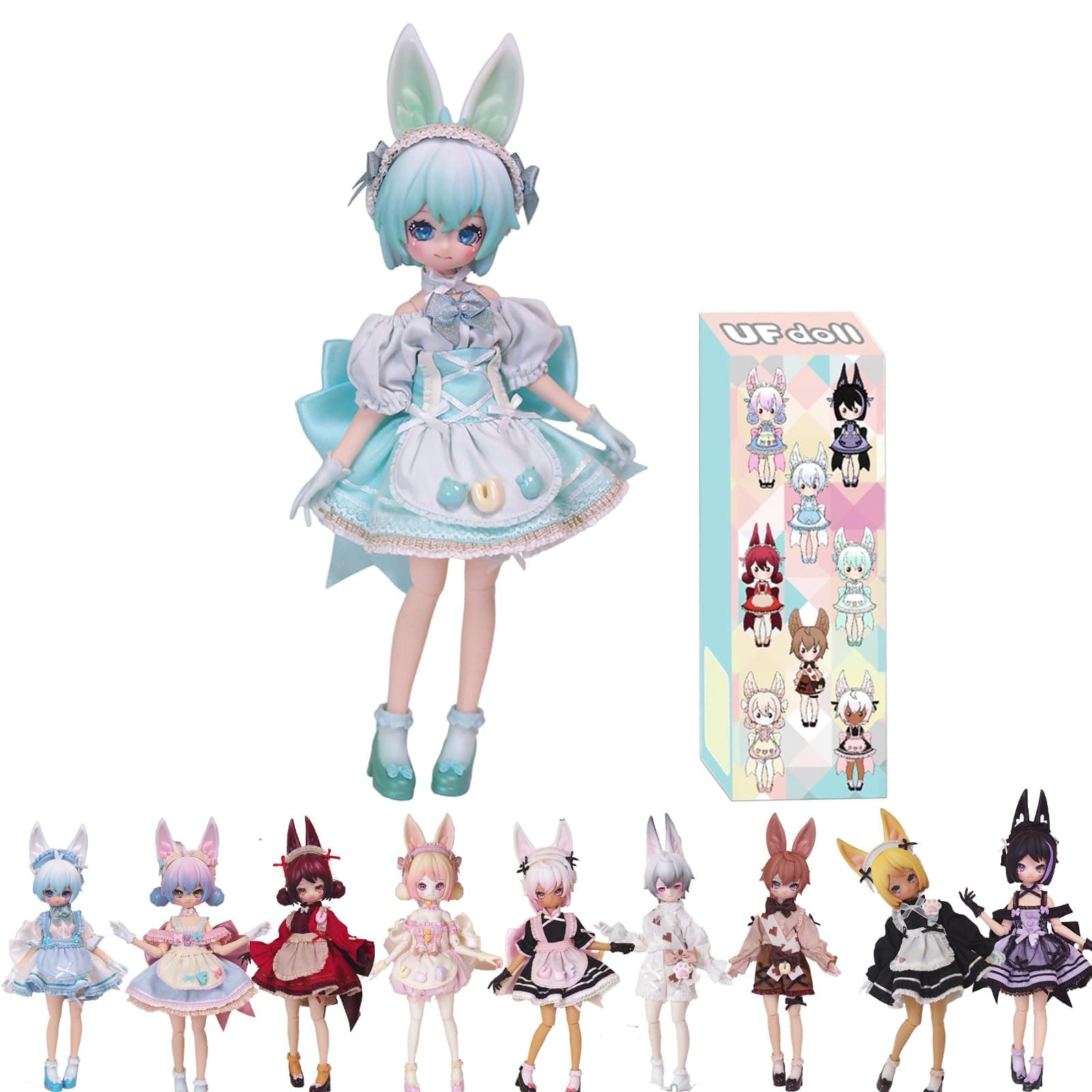 BJD Dolls Blind Box,Kawaii Easter Bunny BJD Dolls Elf Rabbit Series 1/6 Ball Jointed Doll Collectable Action Figure for Girls Birthday Party Gift