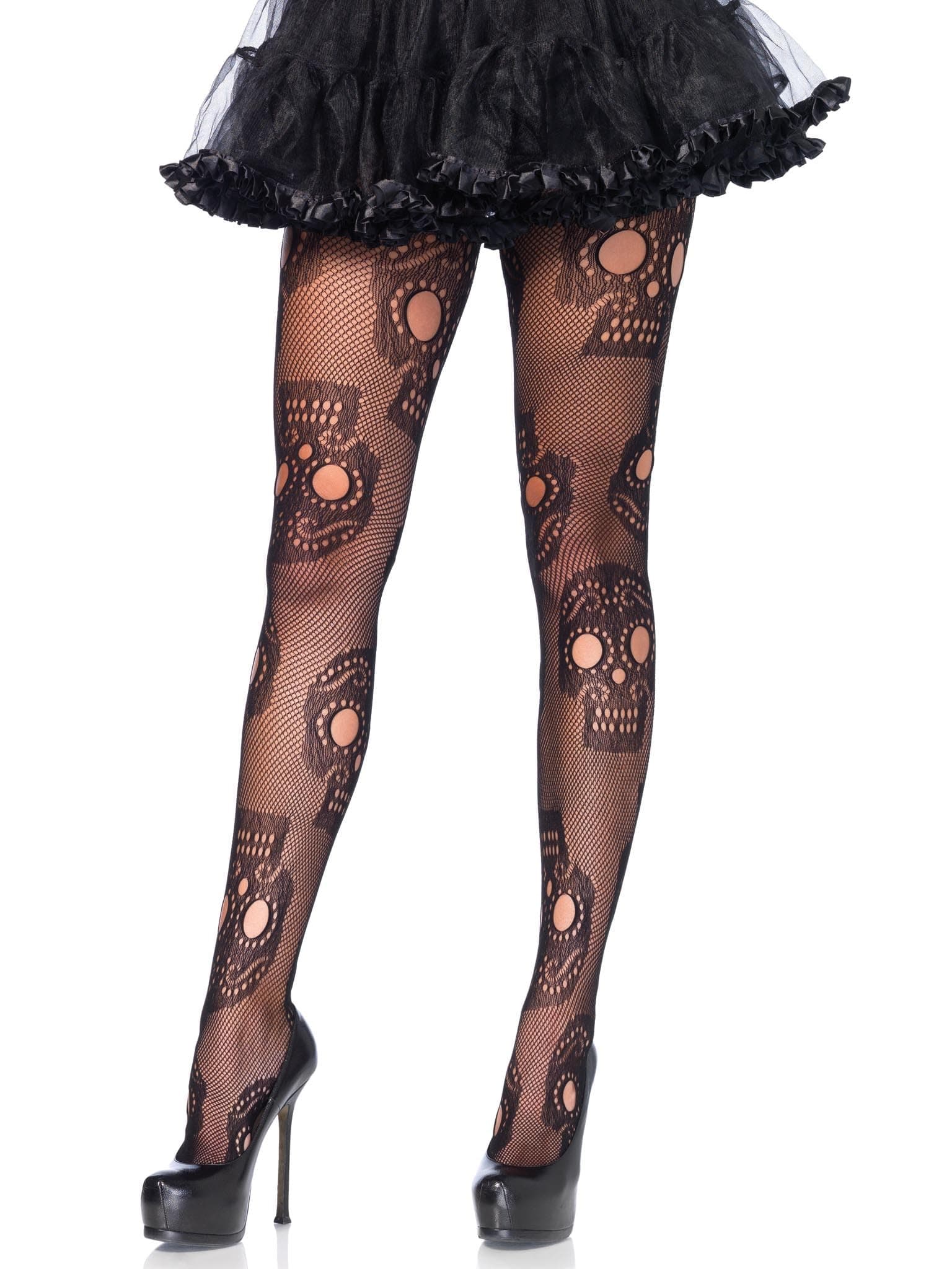 Women's Micro Net Skull Fishnet Tights
