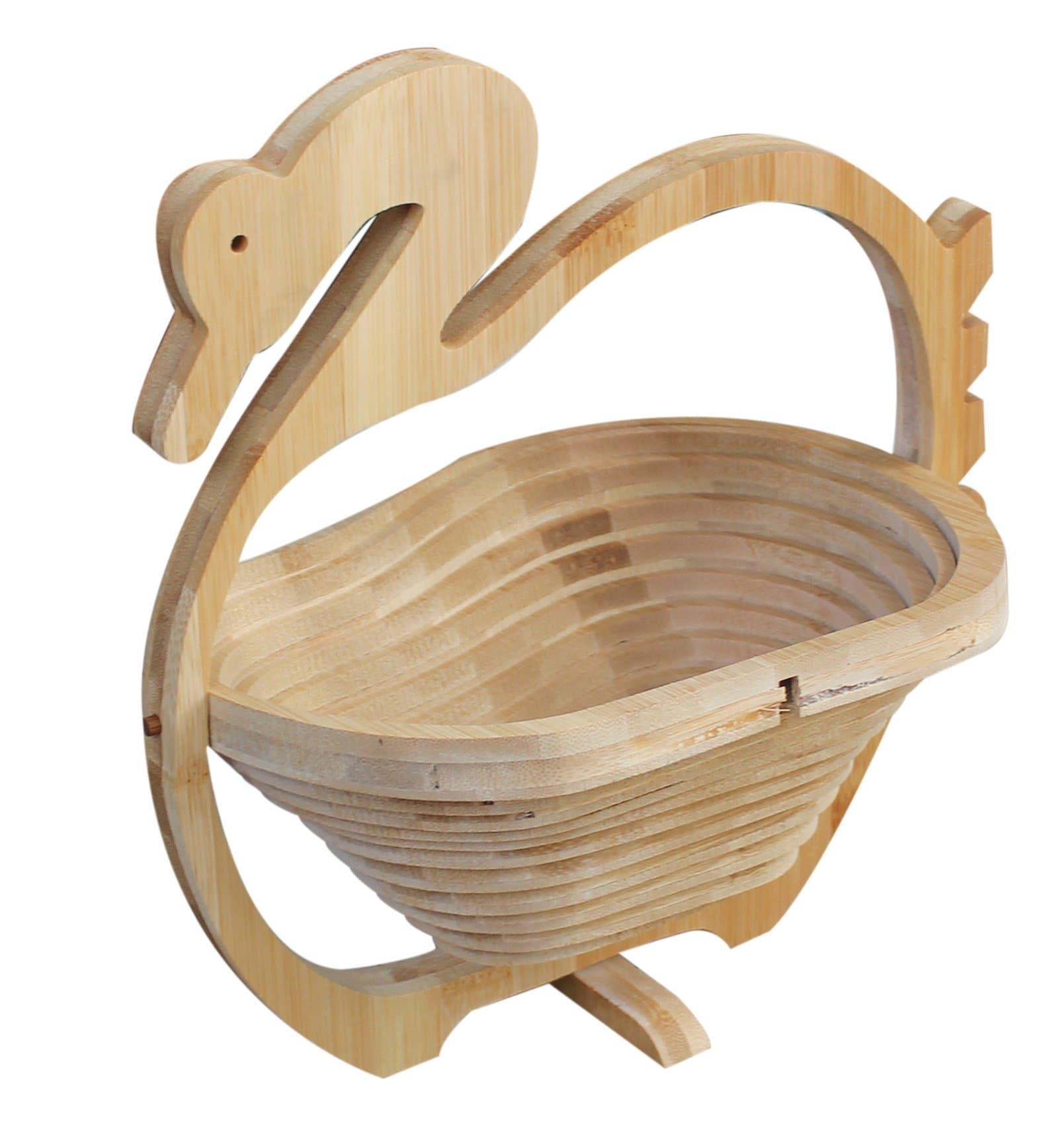 Swan Fruit Basket Bamboo Folding Collapsible Fruit Basket Apple Decor Kitchen Decor