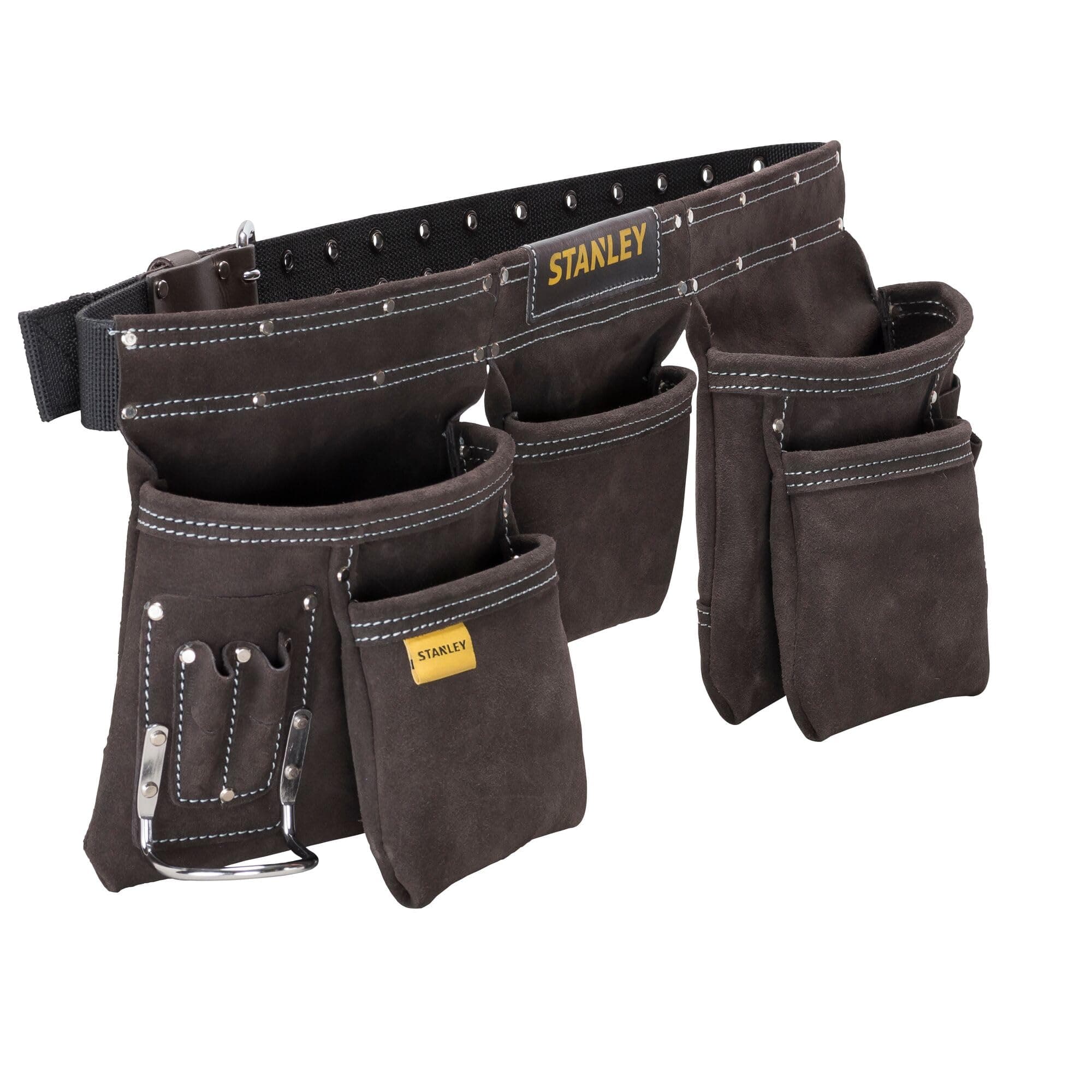Leather Tool Belt Pouch Apron, Professional Tool Belt, Multi-Pockets Storage Organiser, with Integrated Hammer Loop for Easy Reach When Working, STST1-80113