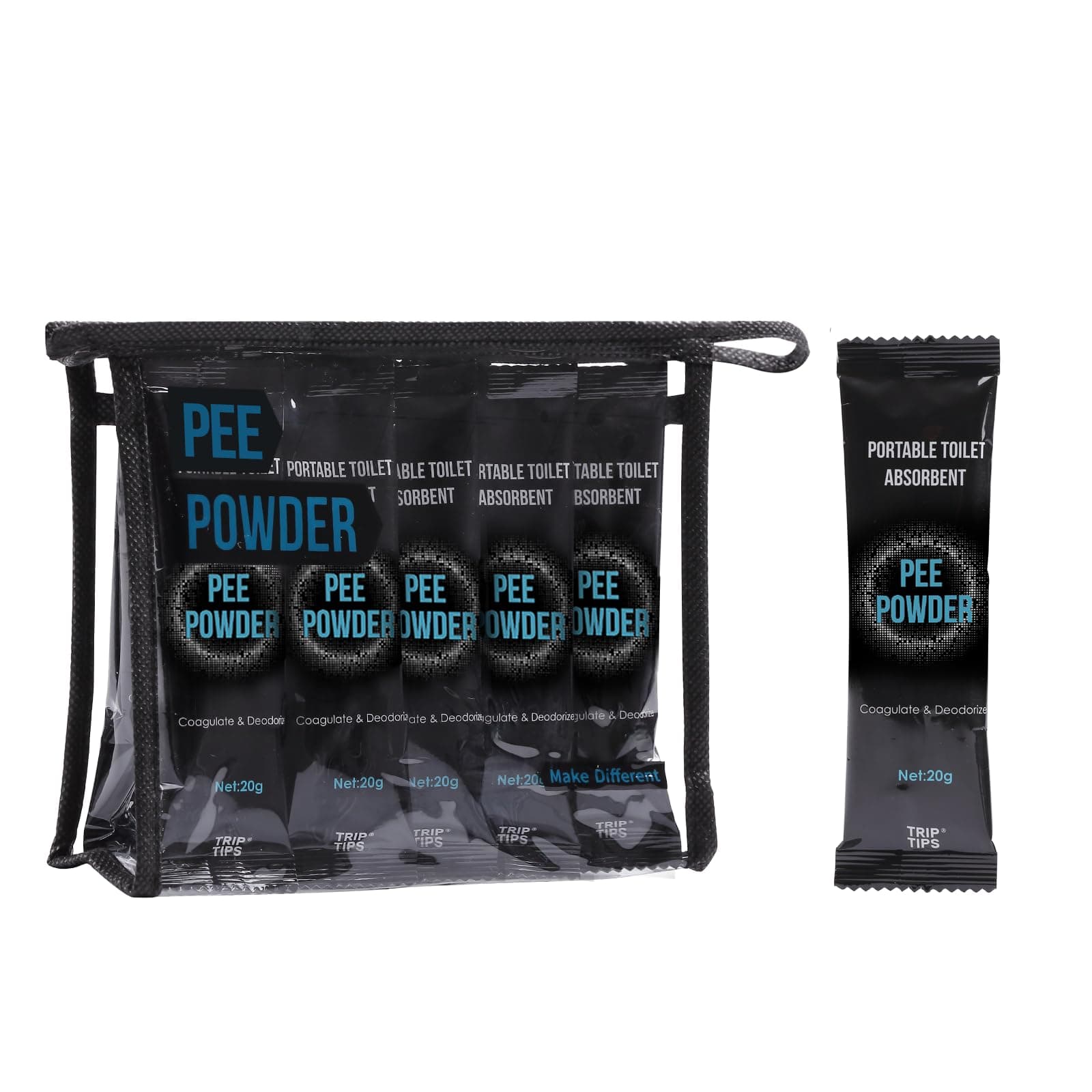 Camping Toilet Chemicals 20g /Pack Quick Super Absorb, Absorbent Gel for Portable Toilet Chemicals Deodorant, Pee Powder for Camping Portable Toilets Gel (20g / 20pcs)