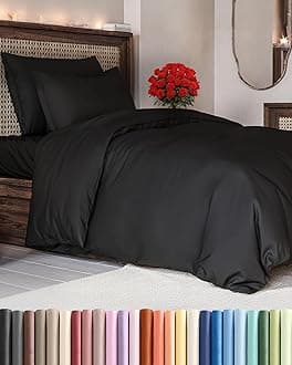 Black Duvet Cover Twin/Twin XL Size - Extra Soft Twin/Twin XL Size Duvet Cover - Lightweight & Breathable - Easy Care & Fade Free w/ Zipper Closures & Ties - 68" x 90" Inches - Comforter Not Included