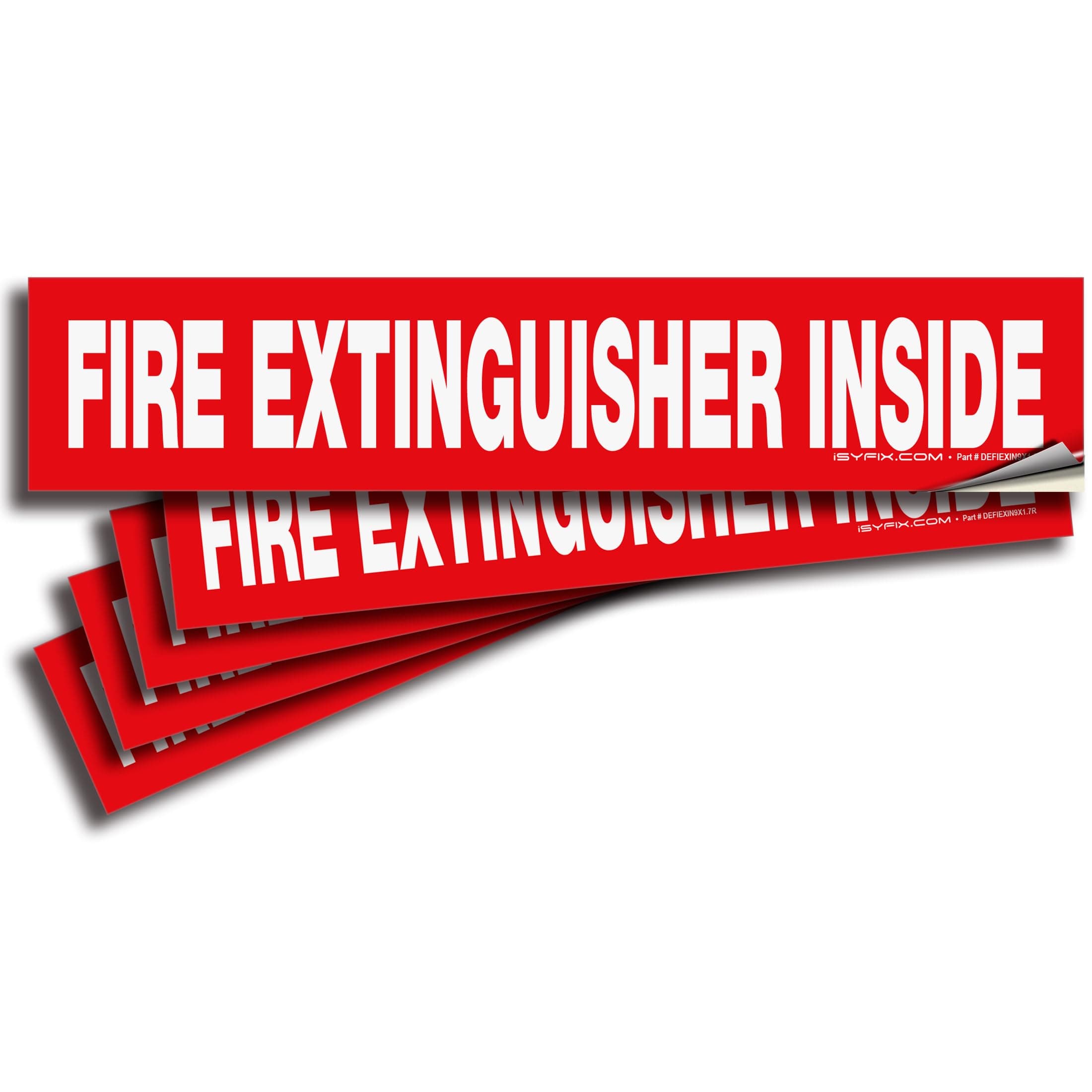 iSYFIXFire Extinguisher Inside Sticker Sign – 5 Pack 9x1.7 Inch – Self-Adhesive Reflective Vinyl Decals, Laminated UV, Weather, Scratch, Fade Resistance, for Cars, Trucks, Trailers & Vehicles