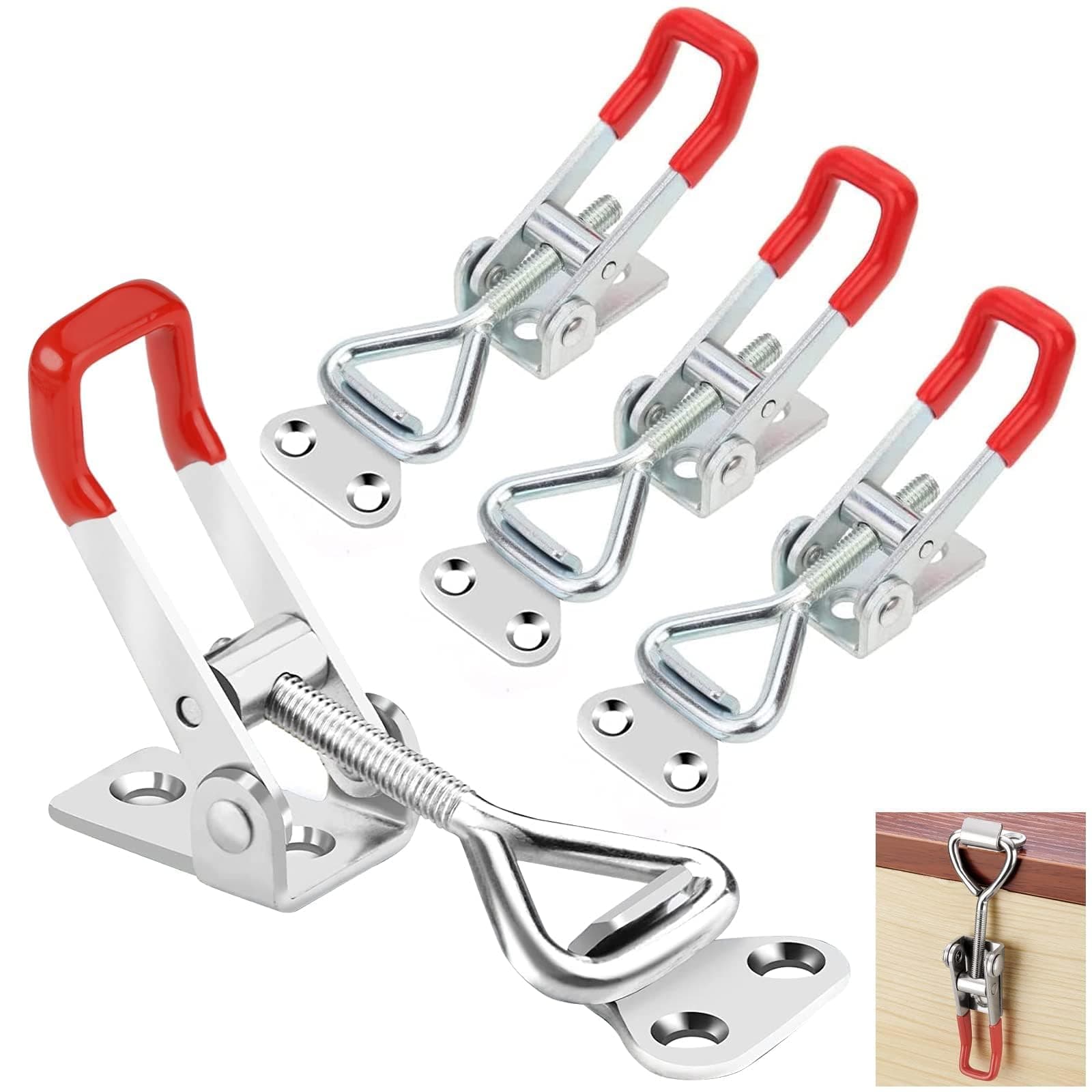 4 Pack Metal Toggle Latch, Adjustable Toggle Clamp,100kg/220lbs Holding Capacity, Toggle Clamp Latch, Toggle Clamps, Toggle Catches, Snap Toggle Latch, for Door, Cabinet Box Case Trunk, Smoker Lid