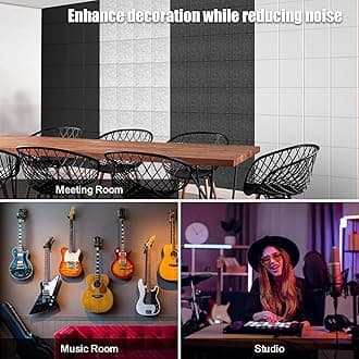 Sonicism 12 Pack Acoustic Wall Panels with Self-Adhesive,12" X 12" X 0.4" Sound Proof Foam Panels, Decorative Soundproof Wall Panels, Sound Proof Absorbing Tiles for Home&Offices, Silver Gray