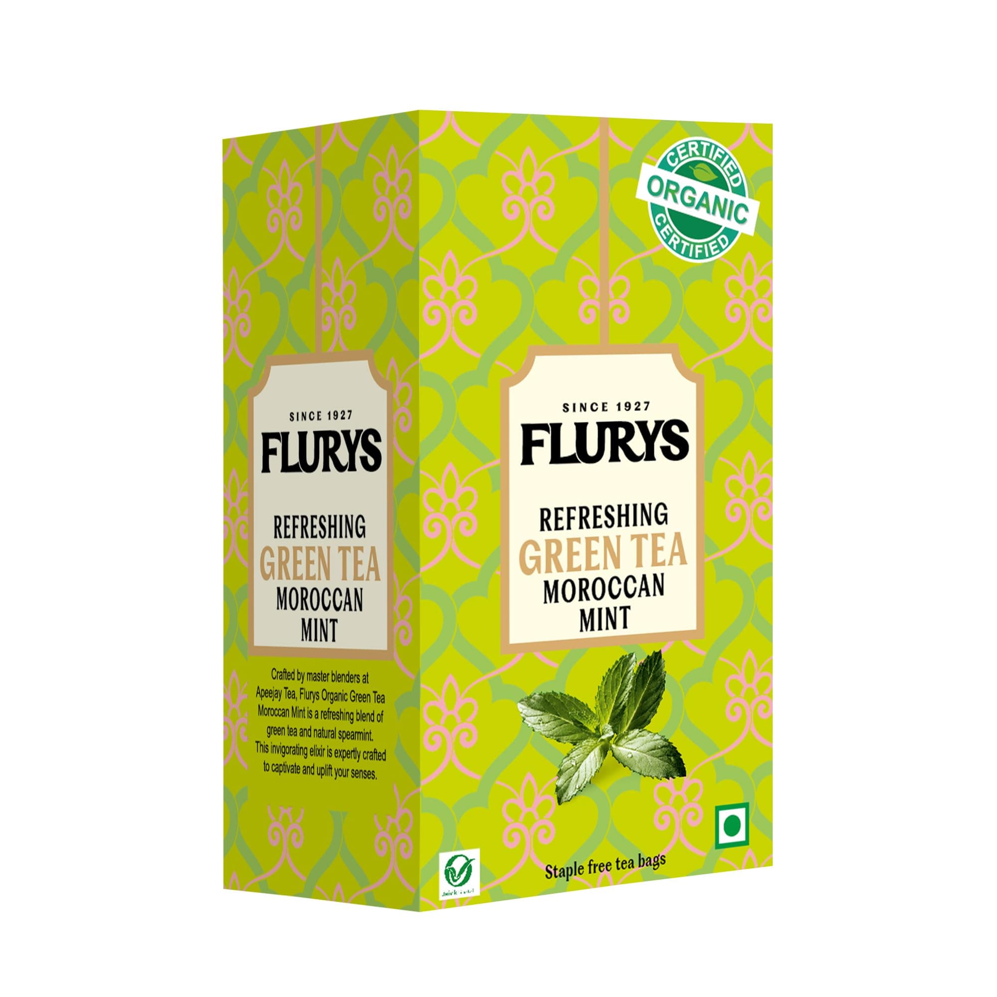 Ty-phoo Flurys Green Refreshing Organic Moroccan Mint 25 Tea Bags,42.5 Grams,green tea