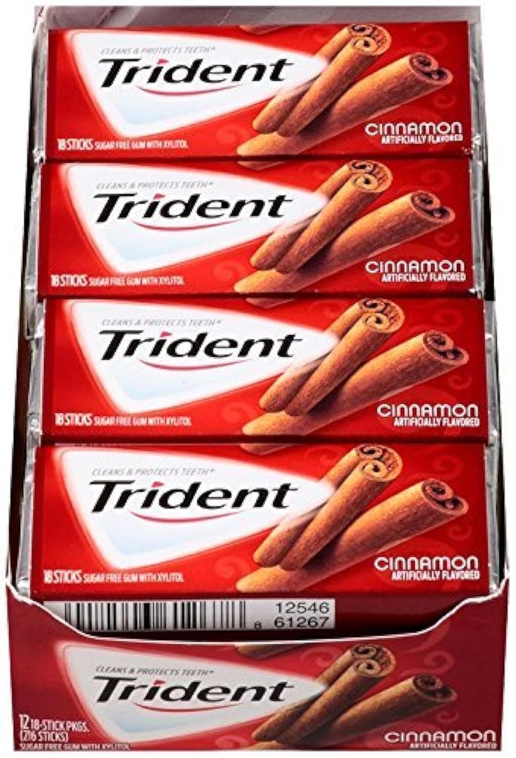 Trident Sugar-free Gum Cinnamon Flavour 18 Sticks (Pack of 12)