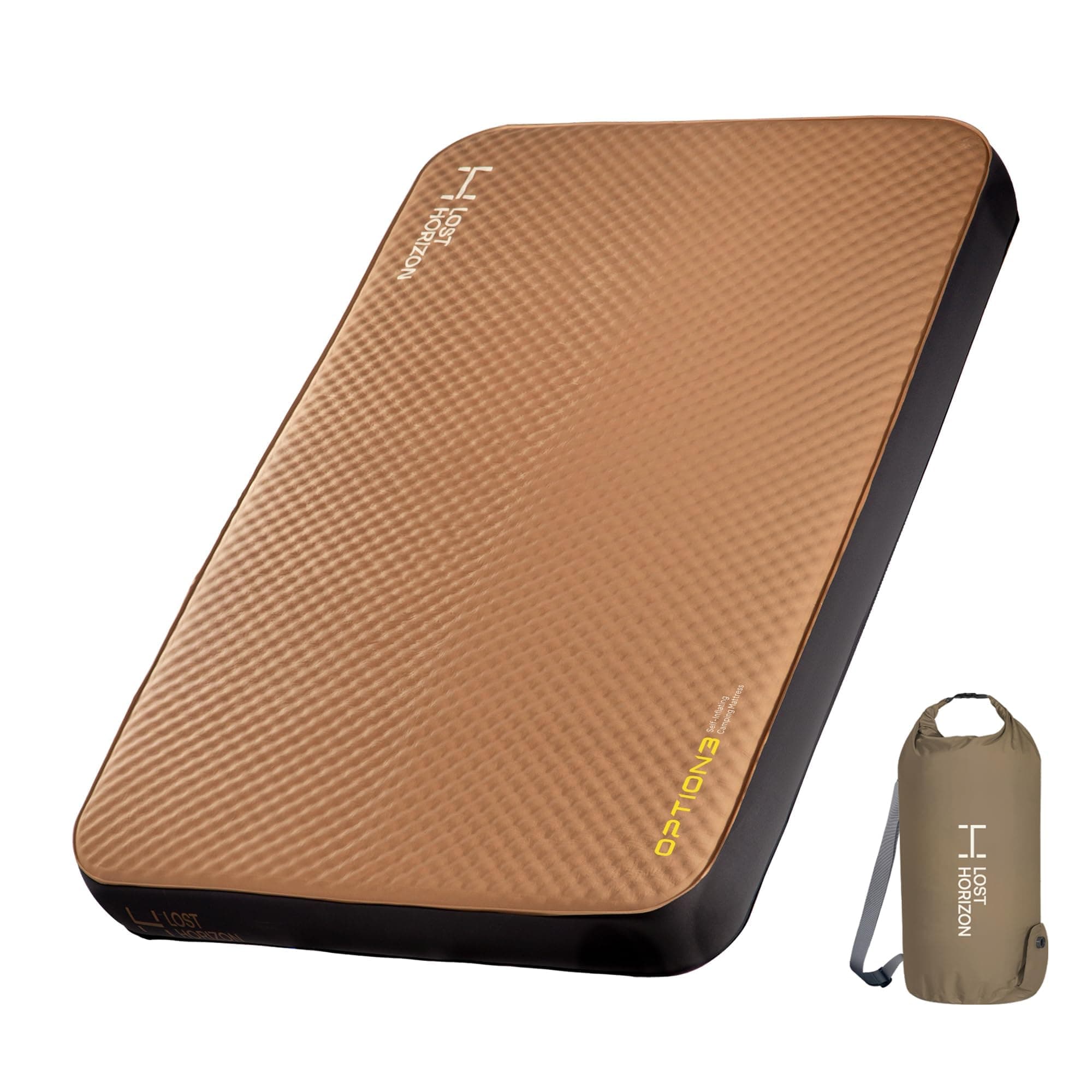 LOSTHORIZON Air & Foam Camping Mattress, Self-Inflating Sleeping Pad, 4.5" Thick, with Air Pump, Queen