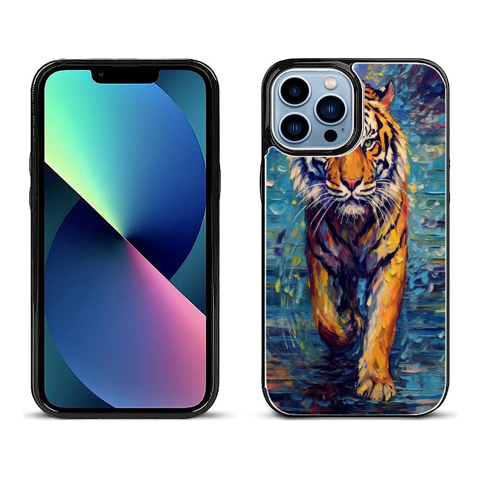 DAFEI Stylish Wallet Case for iPhone 14 Pro with Tiger-aa1005 Design - Premium Protection and Functionality Sleek Design Kickstand Feature