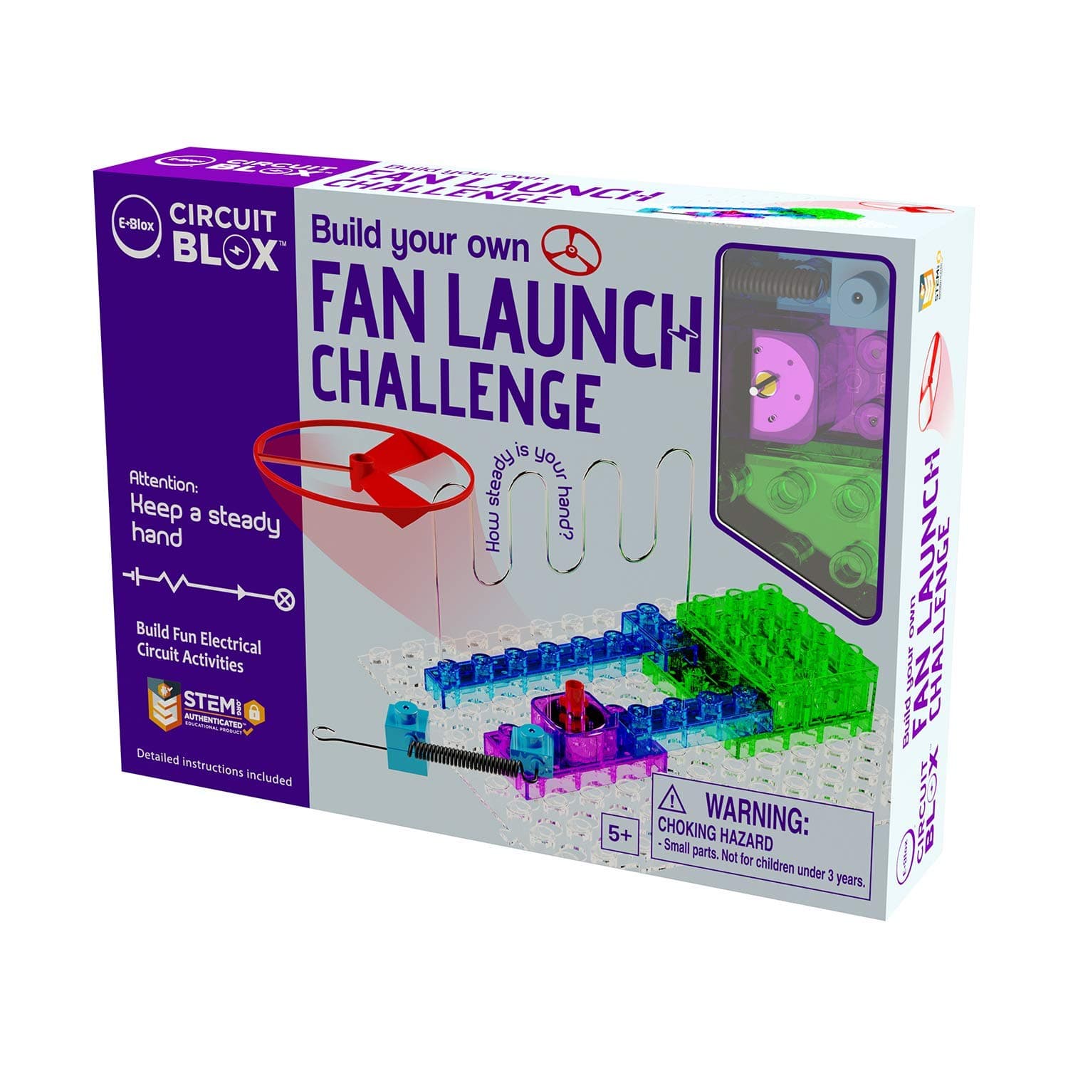 E-BloxBuilding Blocks Circuit Kit, Build Your Own Fan Launch Wire Maze Challenge, Steady Hand Wins, Friendly Competition, Ages 5+