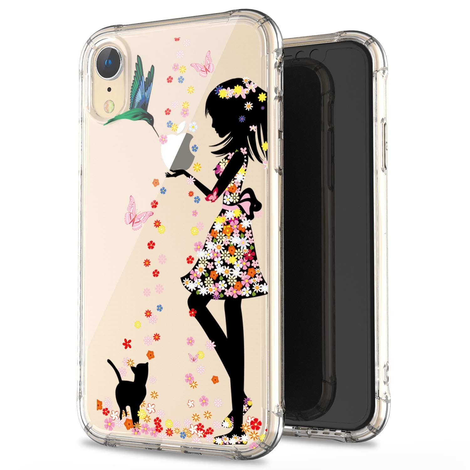 JIAXIUFEN iPhone XR Case Clear Cute Creative Design Slim Soft Flexible TPU Back Cover Phone Case for iPhone Xr 2018 6.1 inch - Flower Girl