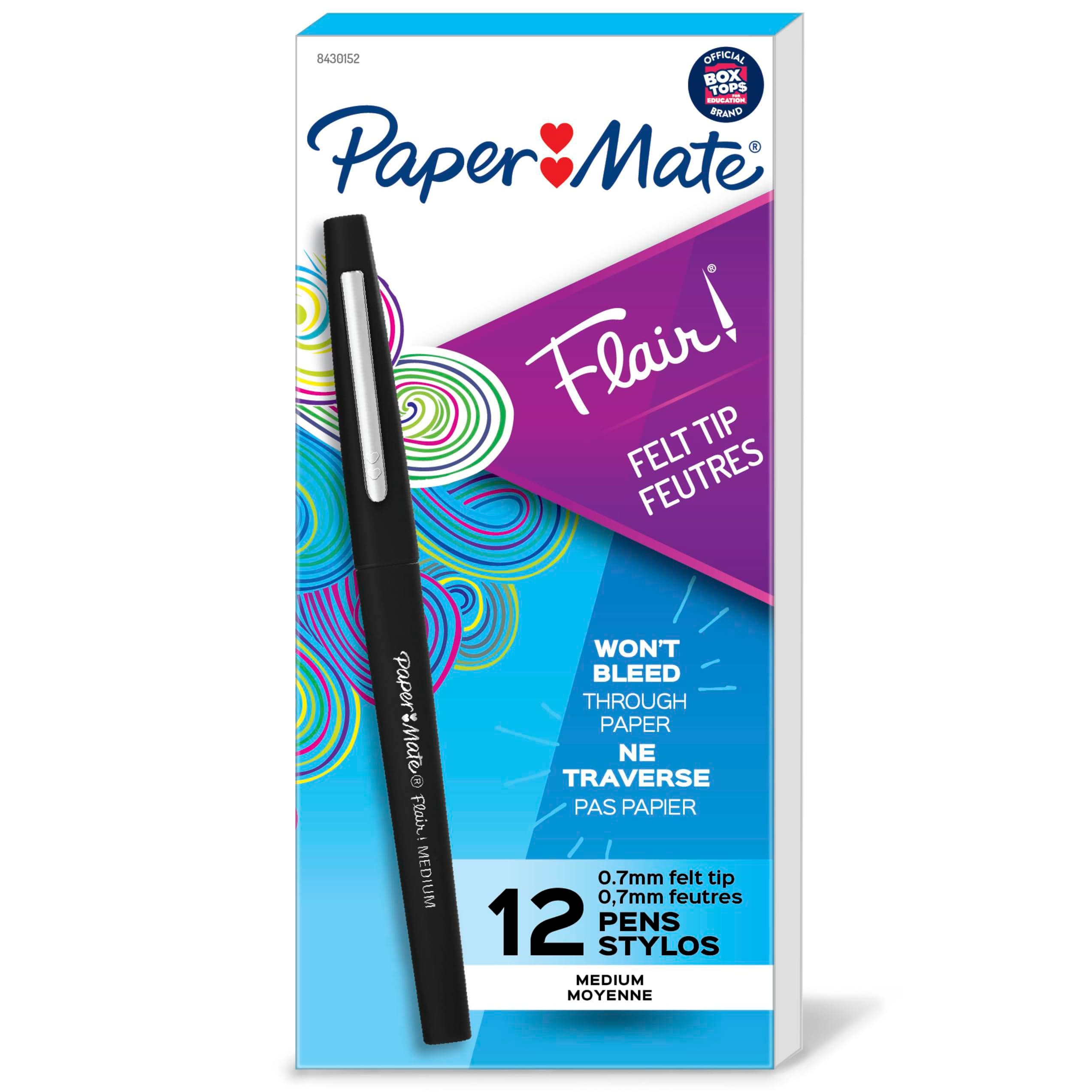 Flair Felt Tip Pens, Medium Point (0.7mm), Black, 12 Count - Teacher Supplies, Journaling, Note-Taking, Writing