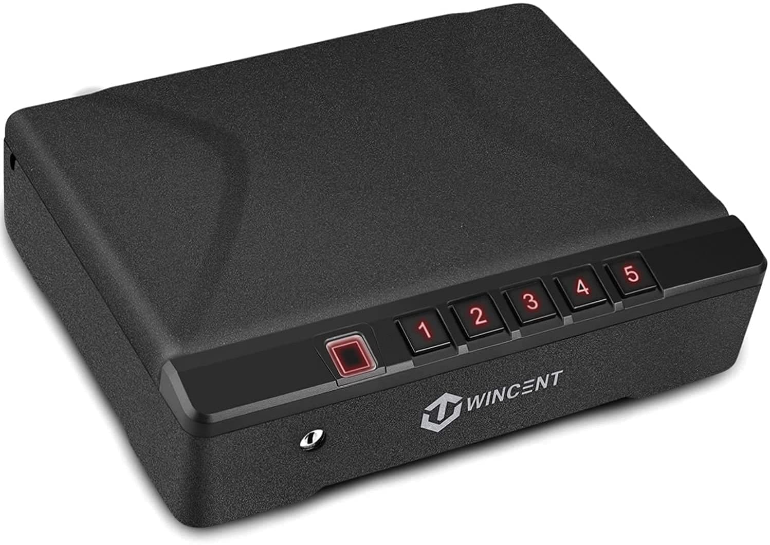 WINCENT Gun Safe - Biometric Gun Safe for Pistols Quick Access Two Handguns Capacity Pistol Safe Lock Box with Fingerprint & Keypad - Auto Open Lid & Cable & LED Light for Home Nightstand Car