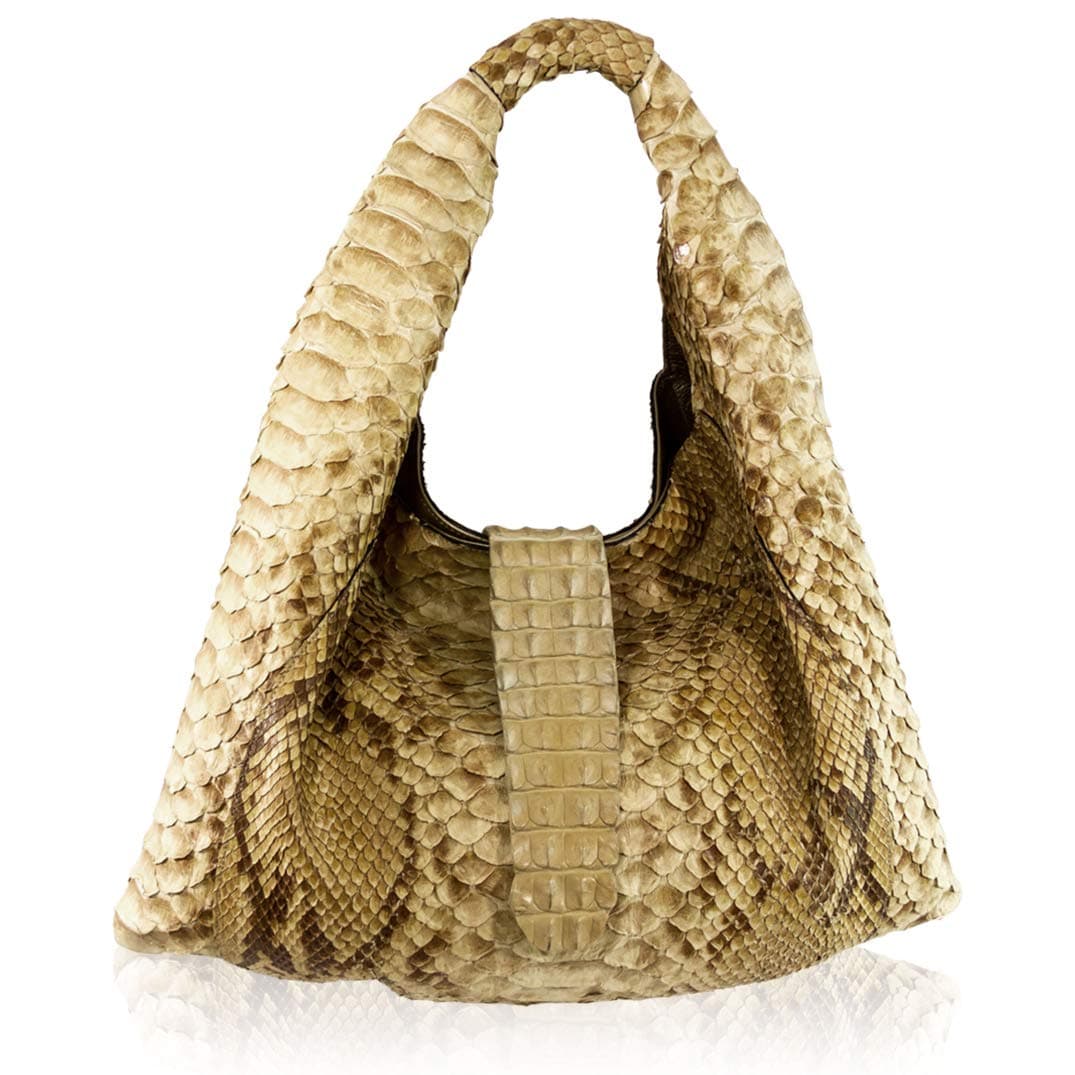 Silvano Biagini Italian Designer Citrine Python & Crocodile Leather Large Bag