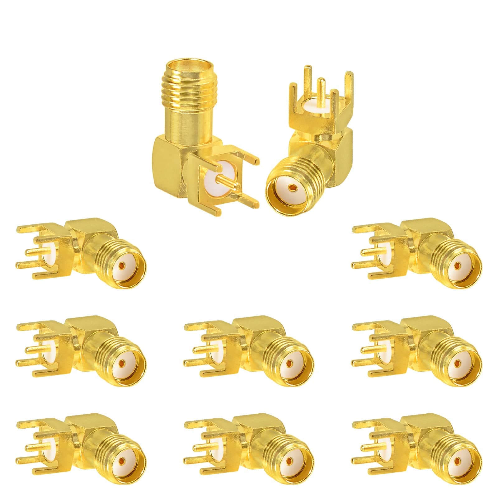 Superbat SMA Connectors Right Angle SMA Female PCB Edge Mount Connector Solder RF Coaxial Adapter 10pcs