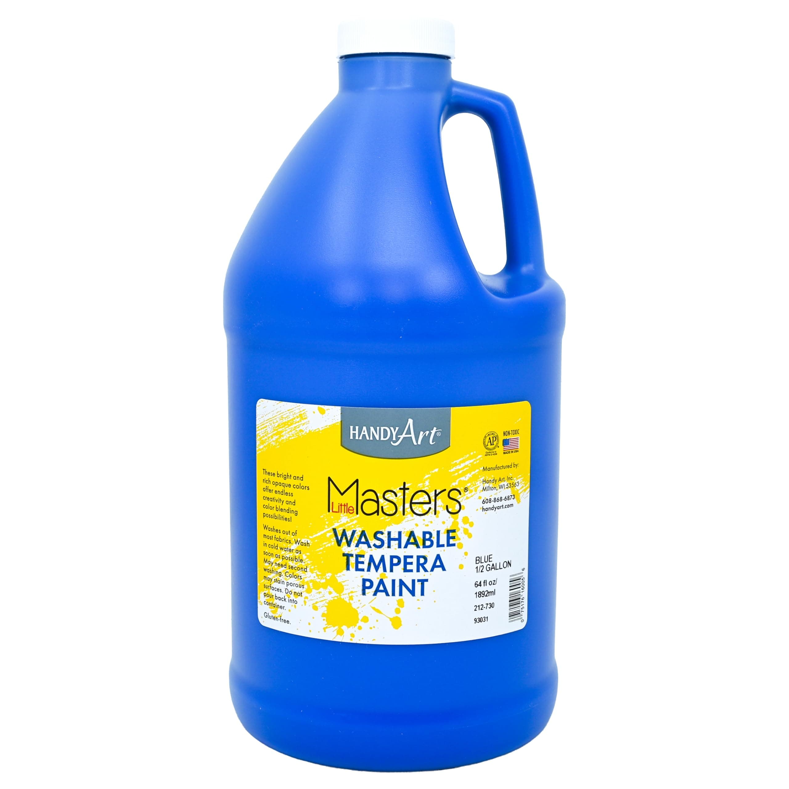 Little Masters Washable Tempera Paint, Blue, Half Gallon 64 oz Bottle, Bright & Mixable, High Opacity, Washable Colors for Classroom, Students, Kids, Safe & Non-Toxic, Made in USA