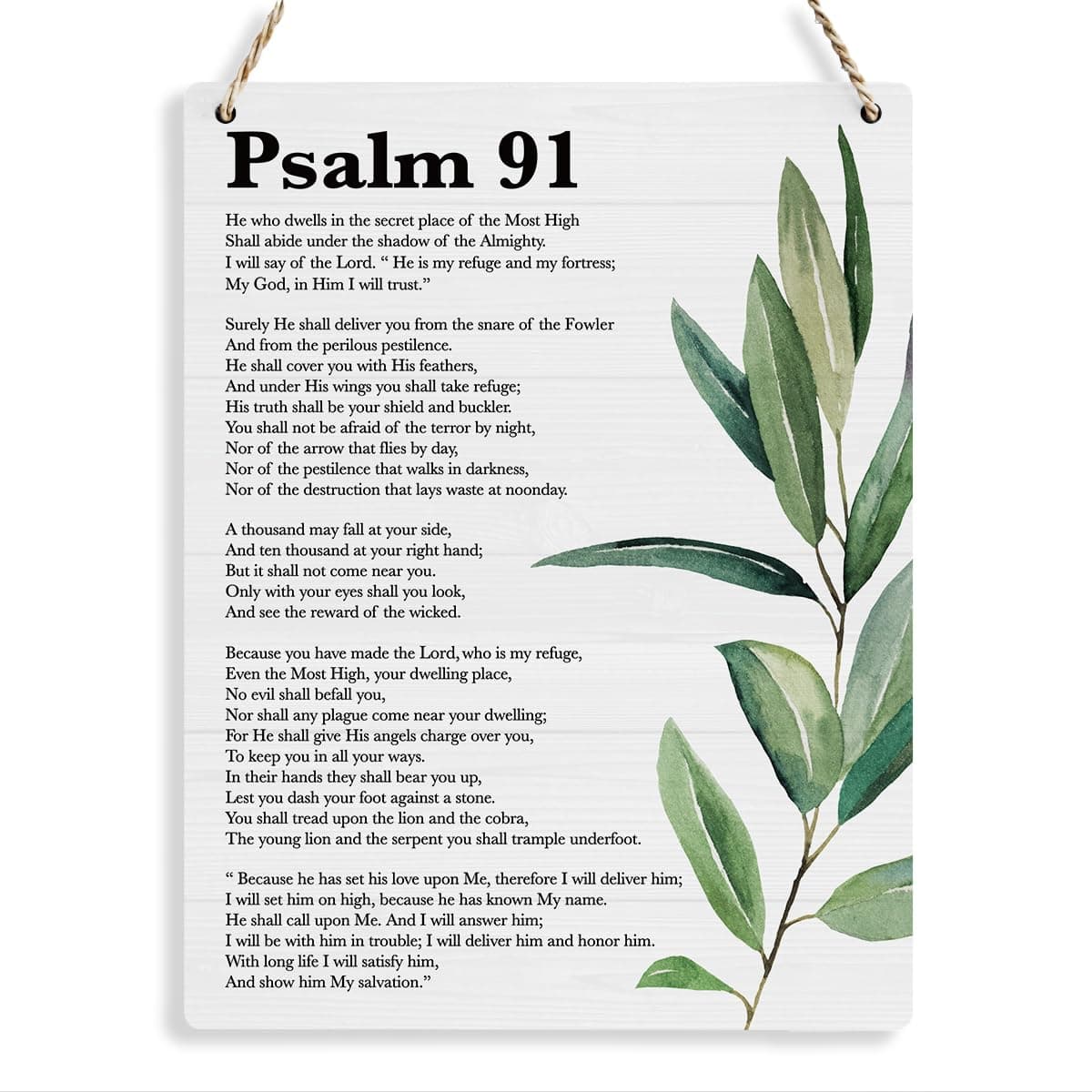 Inspirational Scripture Wall Art Bible Verses Psalm 91 Wall Decor Christian Wall Art Decor Prayer Room Decor Religious Gifts, Wooden Sign for Home Office Nursery Bathroom Decoration 8x10 Inches