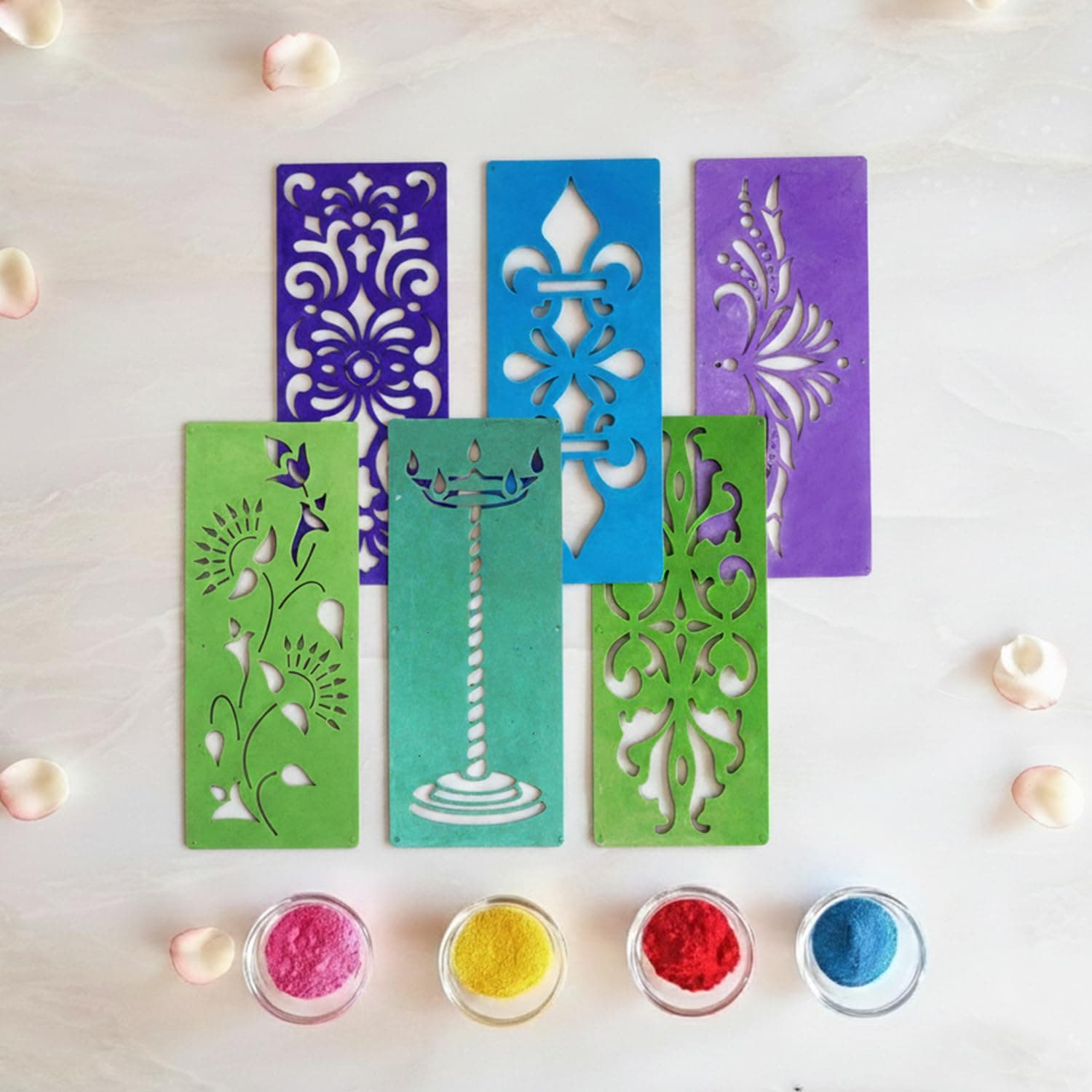 Ascension 6 Different Design Draw Rangoli Making Kit, Rangoli Stamp